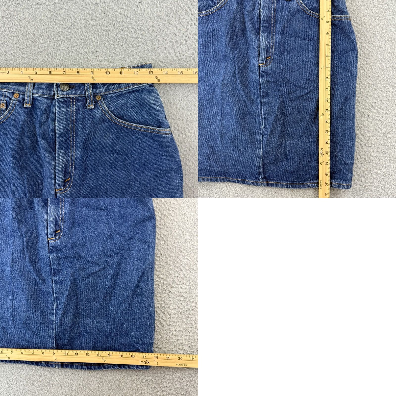 Levi's VINTAGE Levi’s Skirt Womens 9 Blue Denim High Rise A-Line Boho 80s 90s Cowboy Size 30" / US 8 / IT 44 - 8 Thumbnail