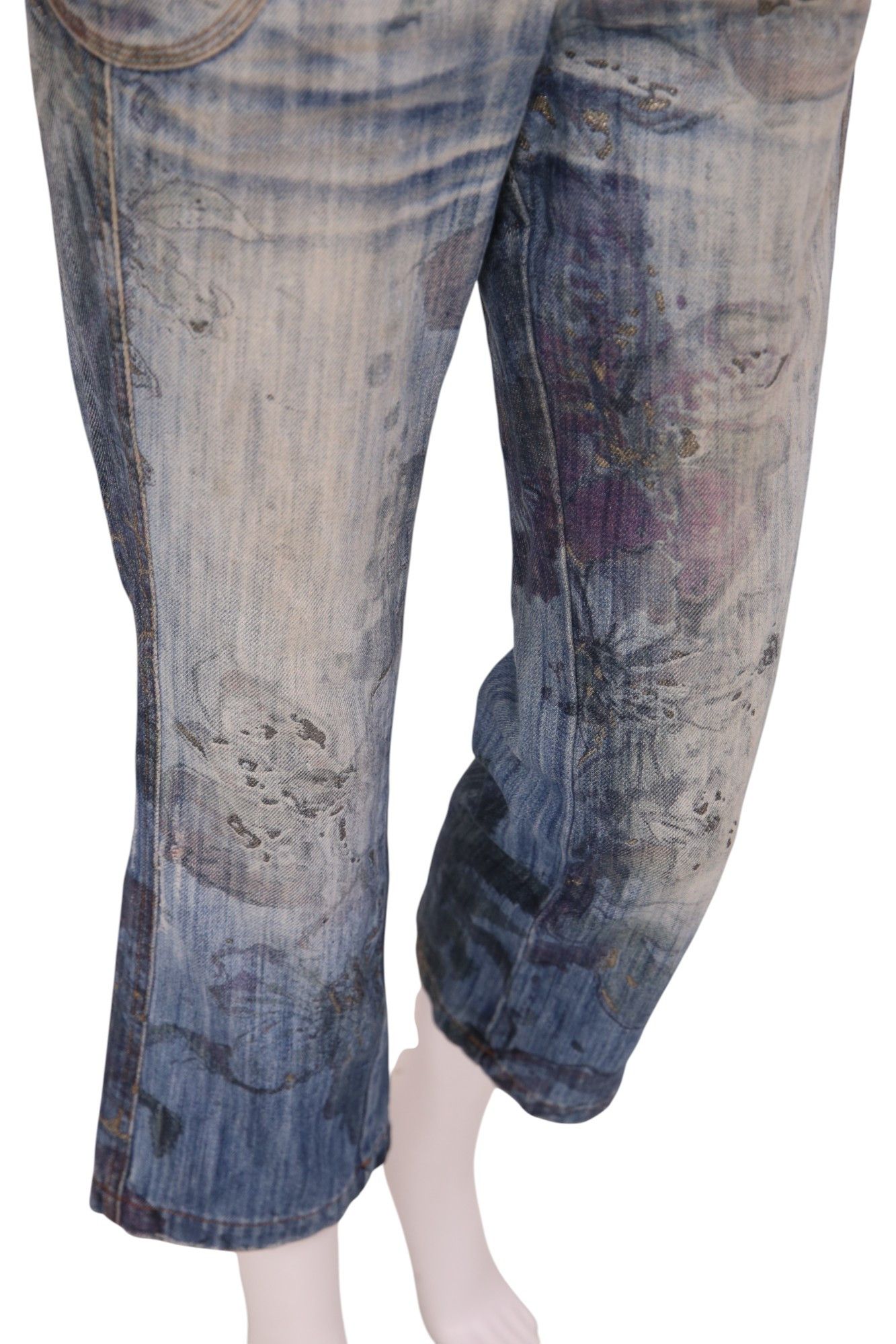 Roberto Cavalli 2000's Capri Bootcut Floral Jean Size 28" / US 6 / IT 42 - 5 Thumbnail
