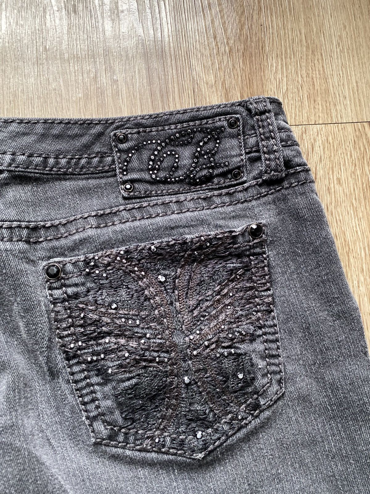 Other Y2K Black Goth Crystal Denim Jeans Size 34" / US 12 / IT 48 - 5 Thumbnail