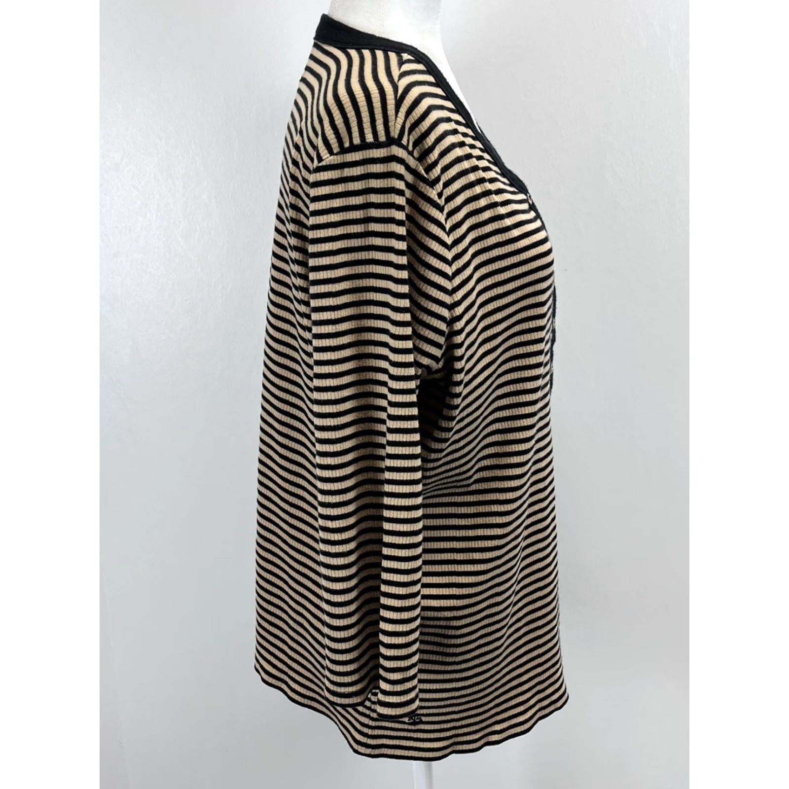 Ralph Lauren VINTAGE Ralph Lauren LRL Black Label Henley Shirt Plus Size 2X Black & Tan Ribbed Womens Size XXL / US 16-18 / IT 52-54 - 4 Thumbnail