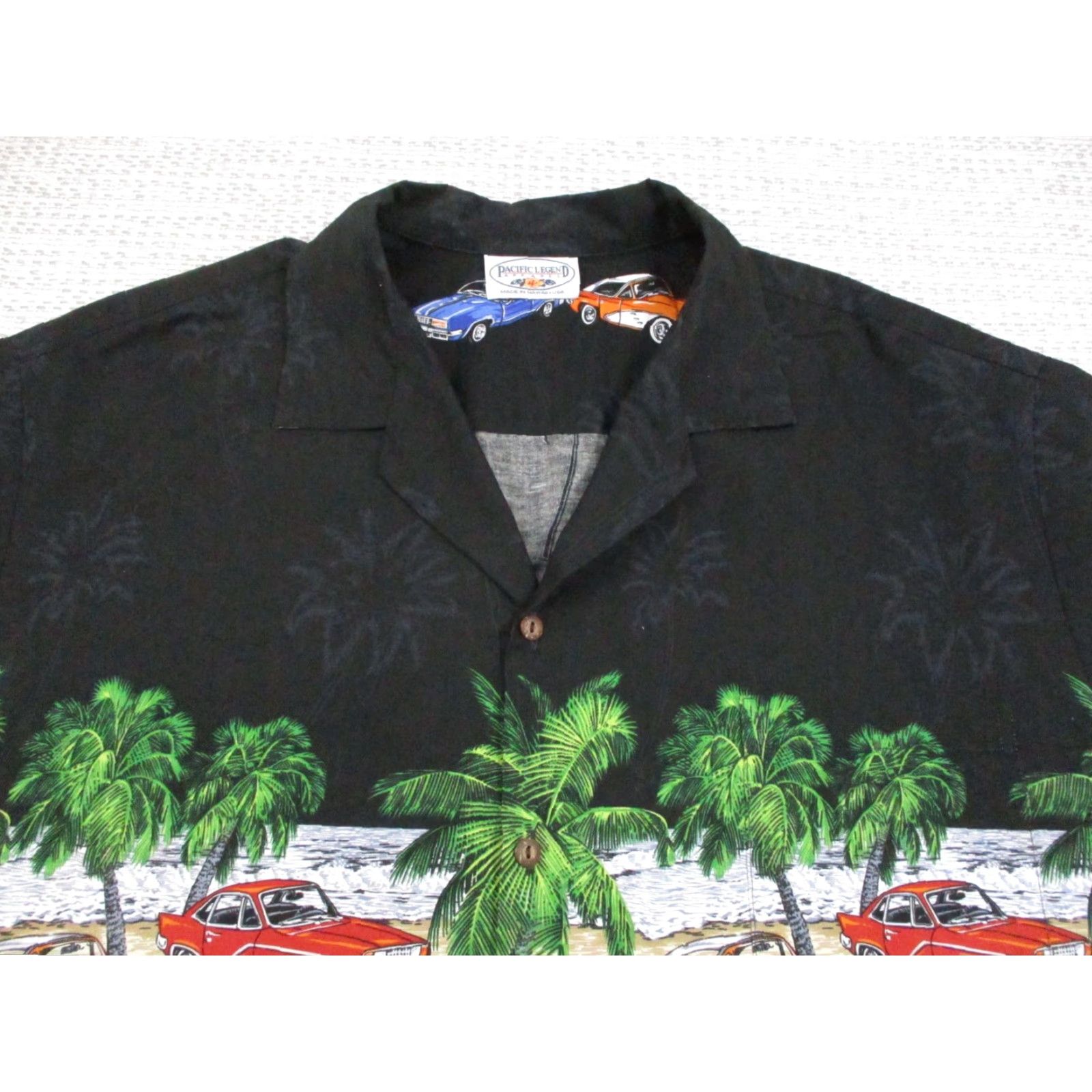 Vintage Pacific Legend Shirt Mens XL Black Hawaiian Retro Cars Palm Trees Aloha Size US XXL / EU 58 / 5 - 4 Thumbnail
