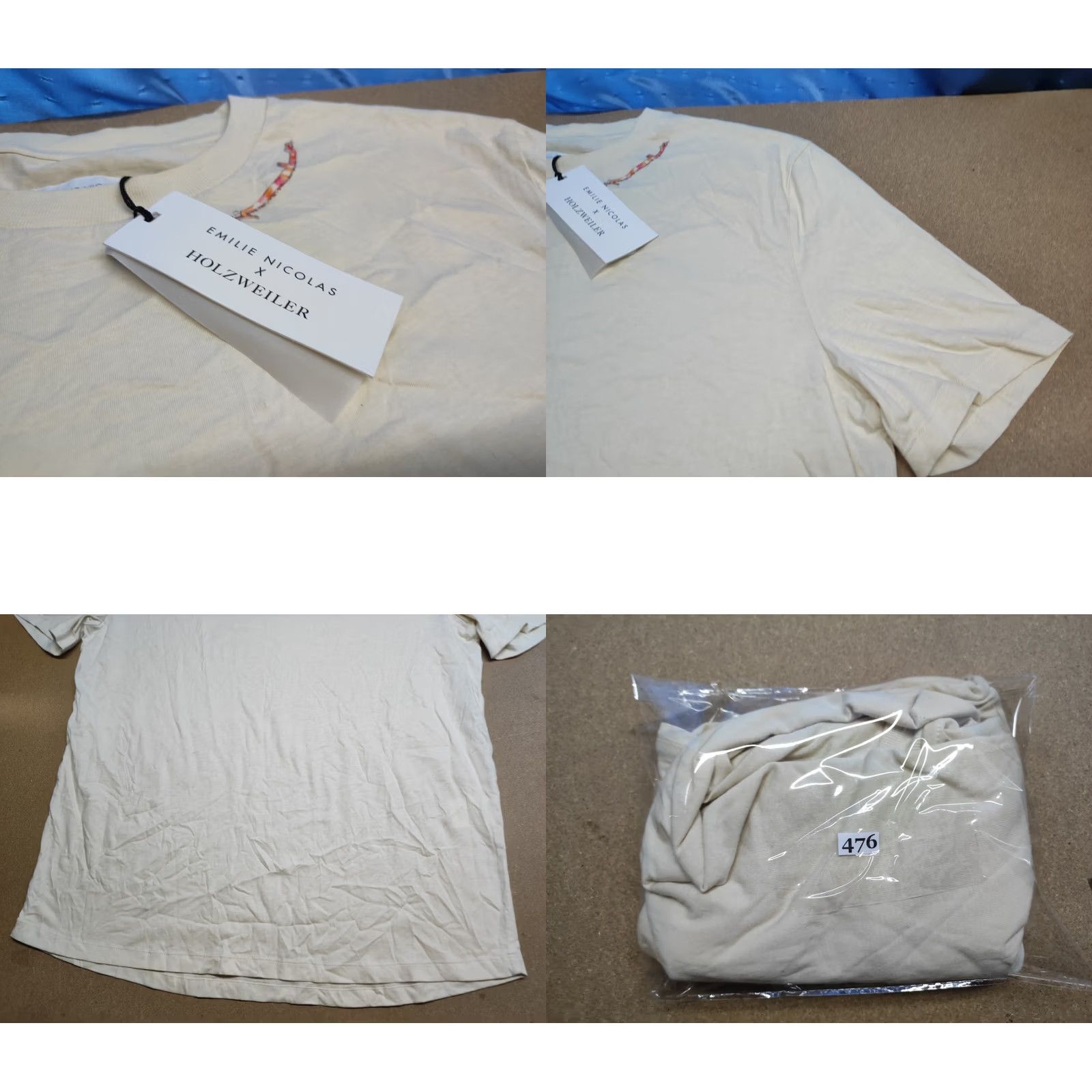 Holzweiler Holzweiler Emilie Nicolas Creamy Beige Womens T-Shirt Size S Short Sleeve Round Neck Casual Basic 100% Cotton Size S / US 4 / IT 40 - 9 Thumbnail