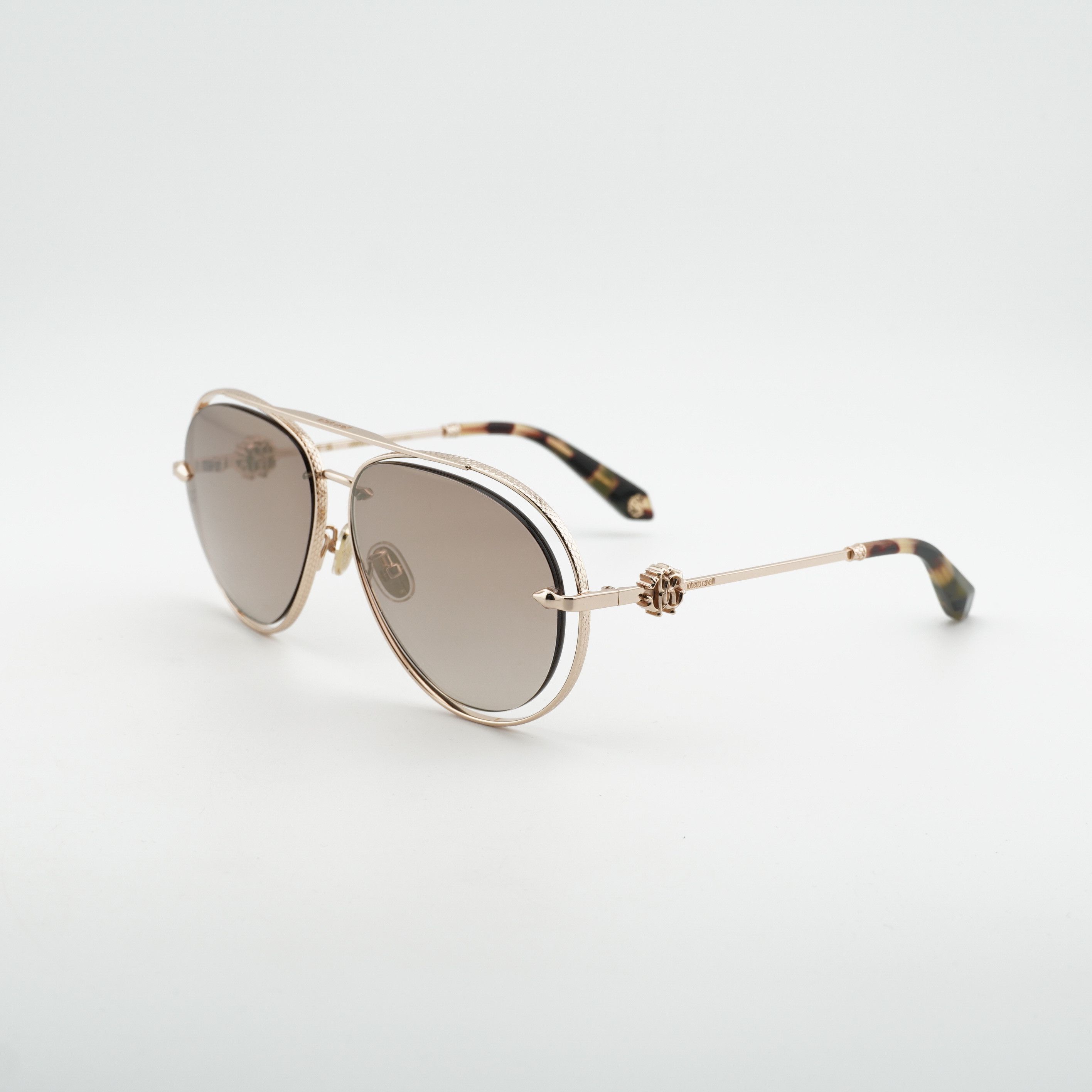Roberto Cavalli Roberto Cavalli SRC032M 300G Sunglasses Gold Aviator Frame Size ONE SIZE - 1 Thumbnail