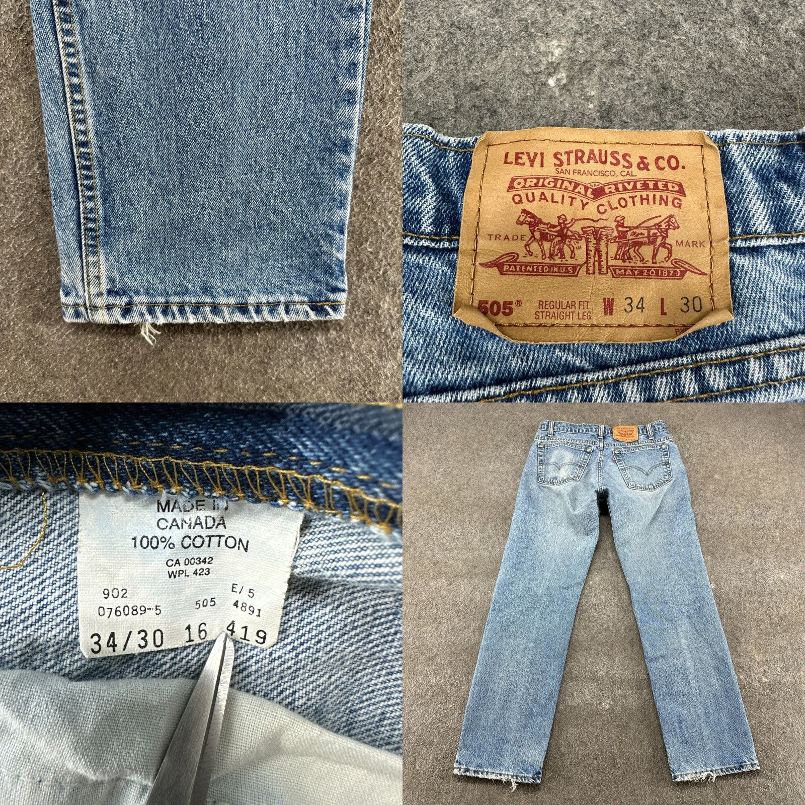 Levi's VINTAGE Levi's 505 Jeans Men 34x30 Blue Regular Straight Medium Wash Distressed 90s Size US 34 / EU 50 - 9 Thumbnail