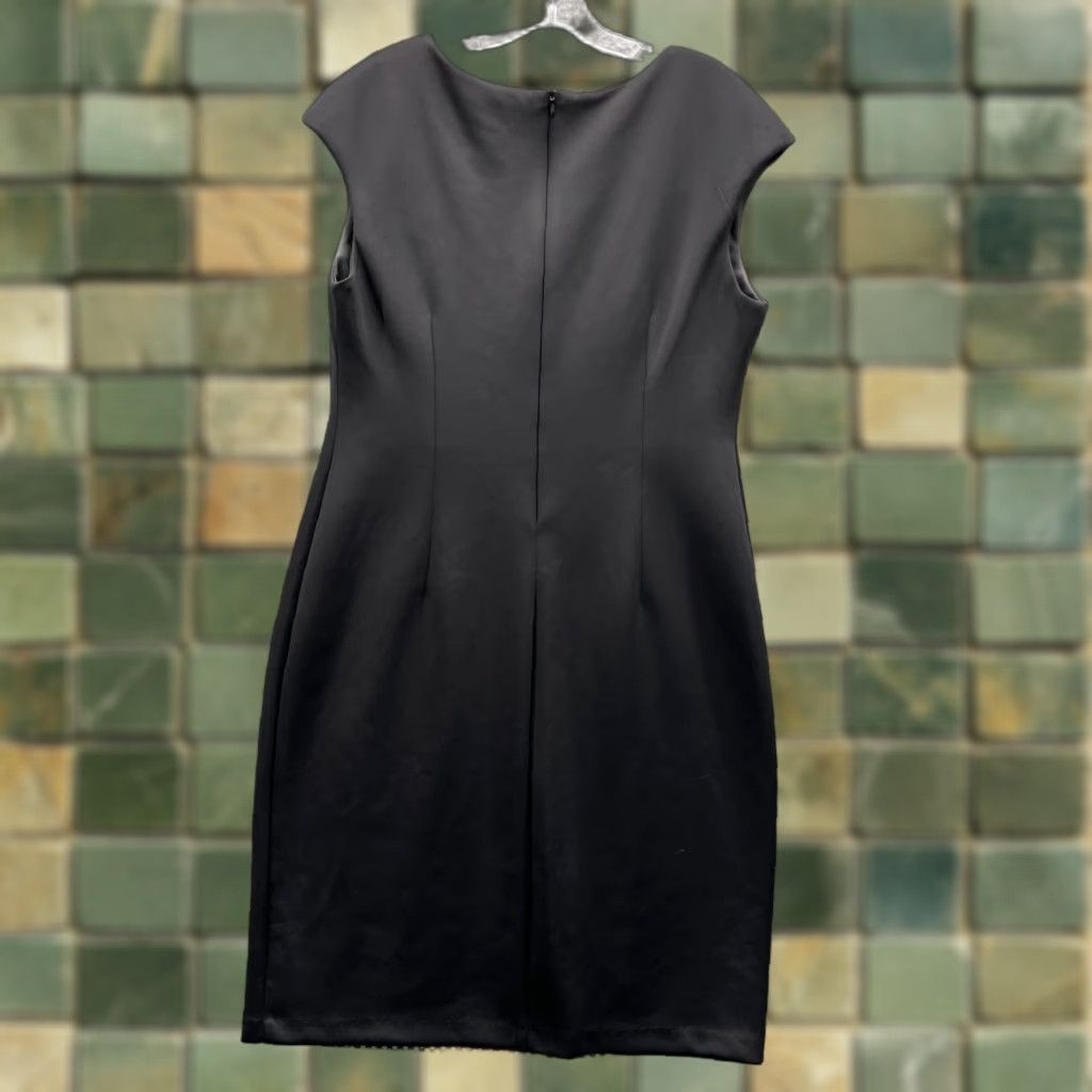 Vintage Connected Dress Women 12 Black Sleeveless V-Neck Knee Length Cocktail Party 90s Office Vintage No Size 34" / US 12 / IT 48 - 1 Thumbnail