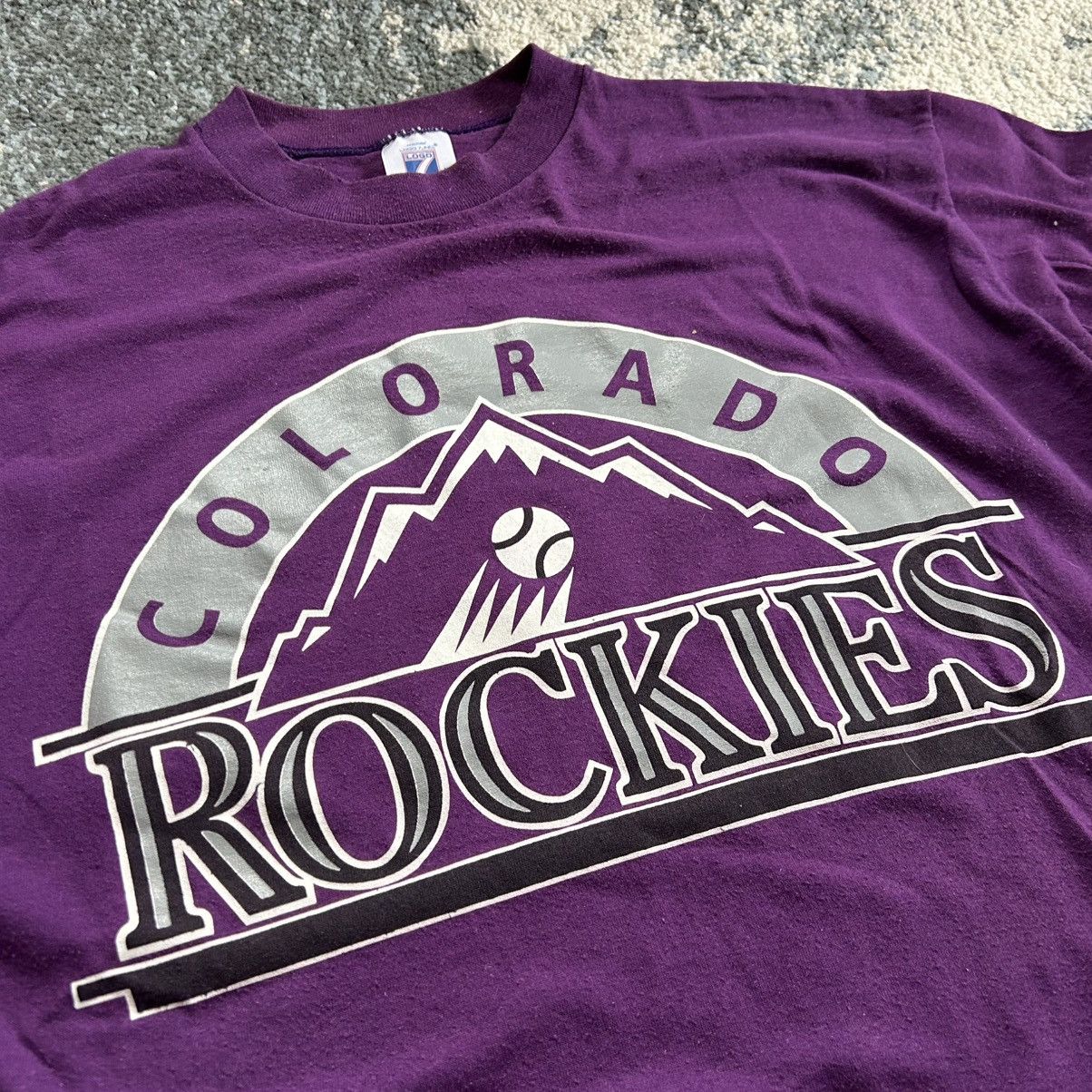 Logo 7 90s COLORADO ROCKiES HiGH NECK SiNGLE STiTCH MLB TEE PURPLE Size US XL / EU 56 / 4 - 2 Thumbnail