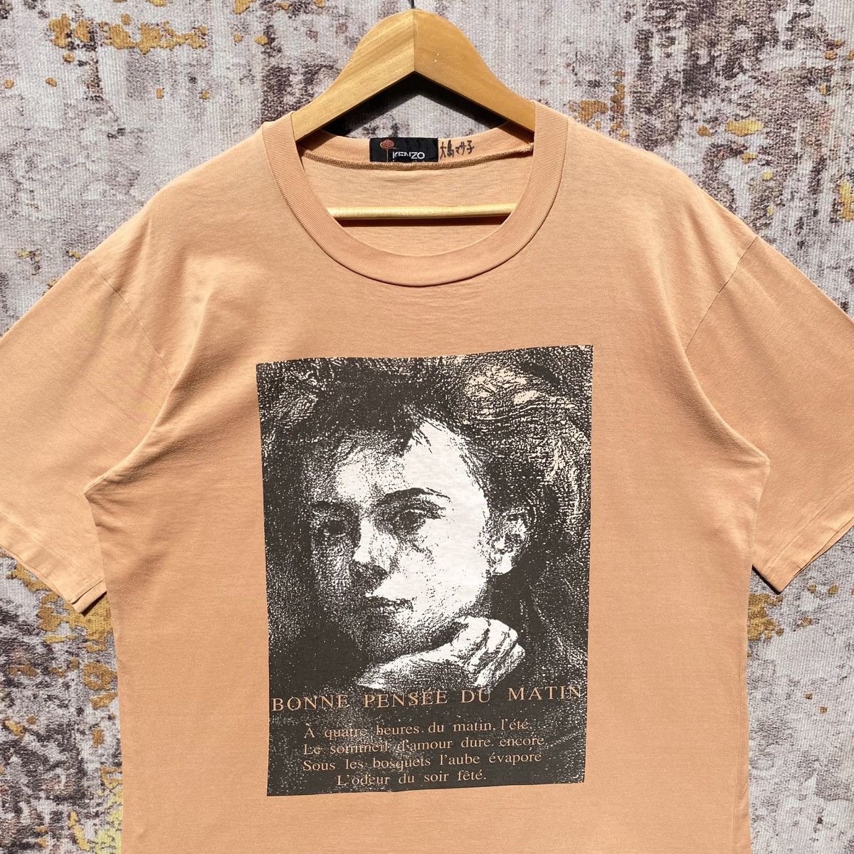 Kenzo Rare! Vintage Kenzo Bonne Pensee Du Matin Wording Art Shirt Size US L / EU 52-54 / 3 - 5 Thumbnail