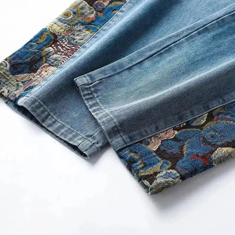 Japanese Brand Jeans baggy wide-leg with bear print outdoor hip-hop style Size US 34 / EU 50 - 4 Thumbnail