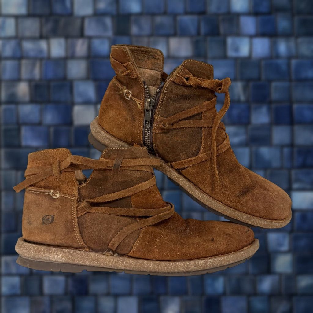 Born Born TARKILN Glazed Ginger Brown Distressed Leather Ankle Boots Size 6.5 M Women Boot Suede Leather Ankle Shoe - Pre-owned Fair Size US 7 / IT 37 - 1 Thumbnail