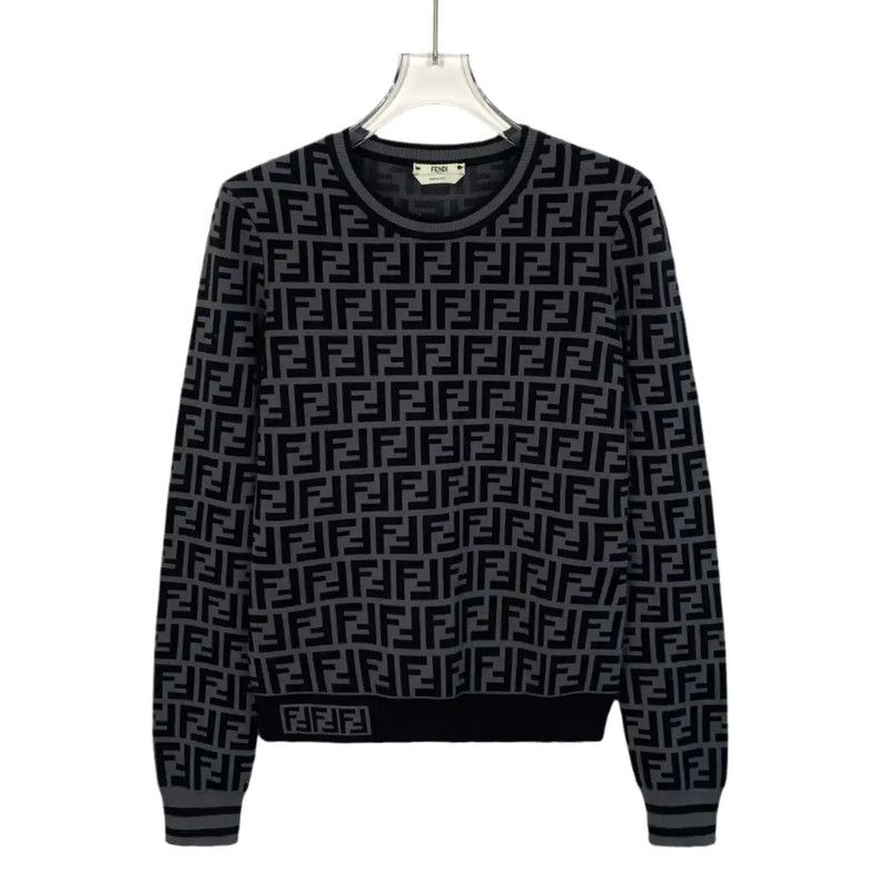 Fendi Black Gray Knitted Top for Women 0089