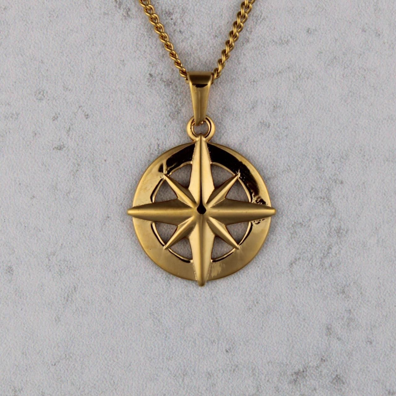 Jewelry Gold Compass Pendant Chain Necklace Size ONE SIZE - 2 Thumbnail