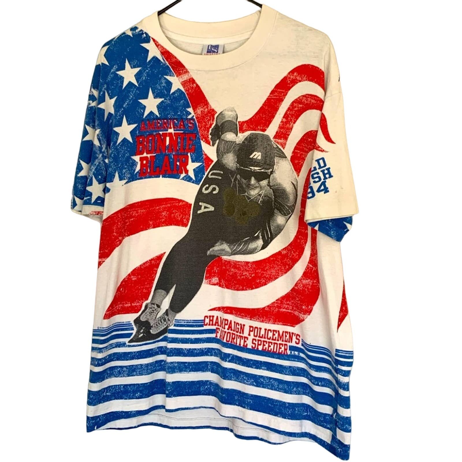 Other VINTAGE 90s Bonnie Blair Olympics AOP Single Stitch Tee USA Size US XL / EU 56 / 4 - 1 Thumbnail