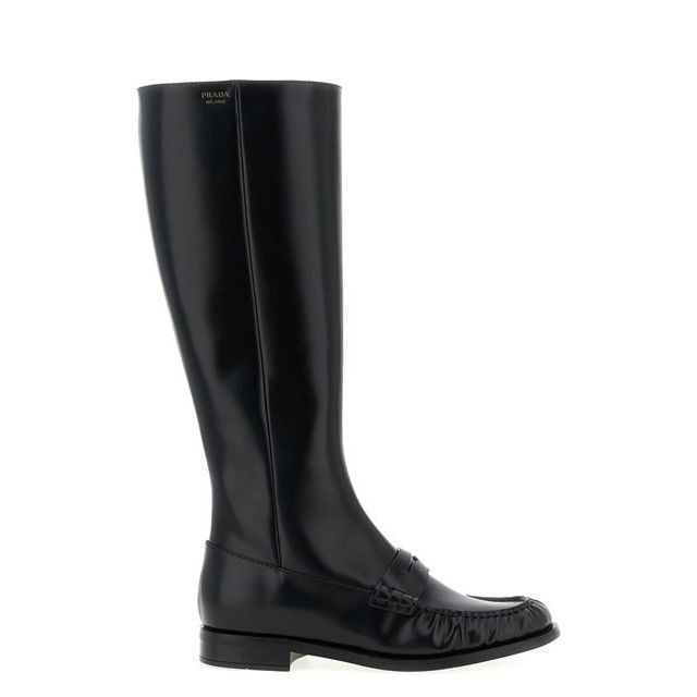 Prada PRADA Black Brushed Leather High Boots New And Authentic (Wo Size US 8 / IT 38 - 1 Thumbnail