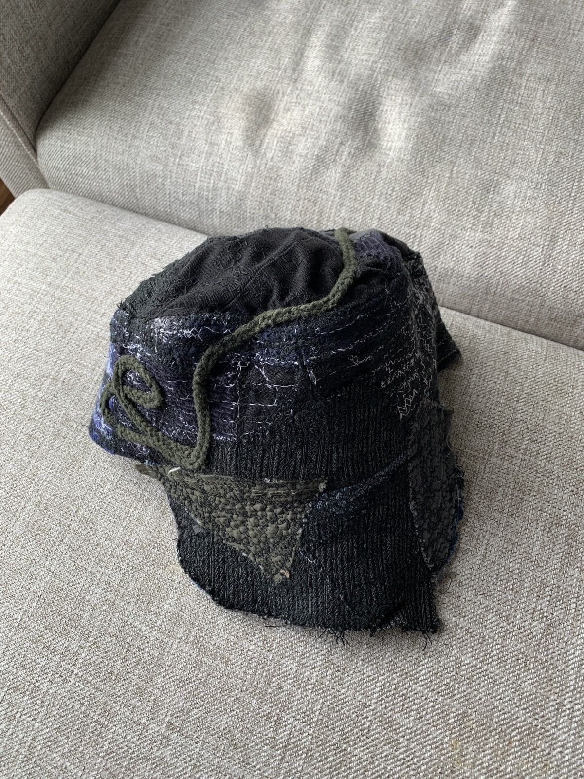 Japanese Brand 1/1 Thrashed Patchwork Hat Distressed by DARKPULL Size ONE SIZE - 3 Thumbnail