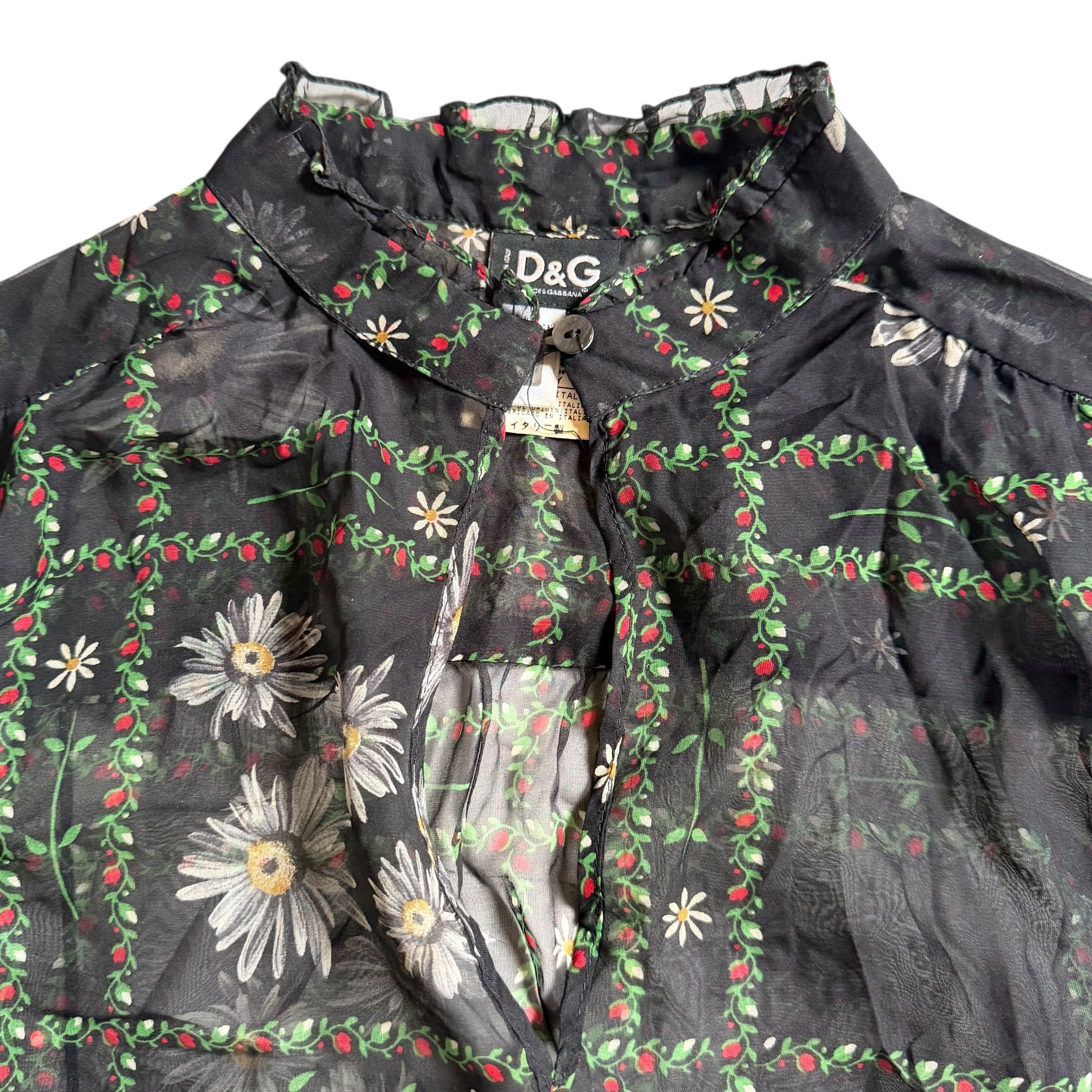 Dolce & Gabbana DOLCE & GABBANA SILK BLOUSE WITH FLOWERS Size S / US 4 / IT 40 - 5 Thumbnail