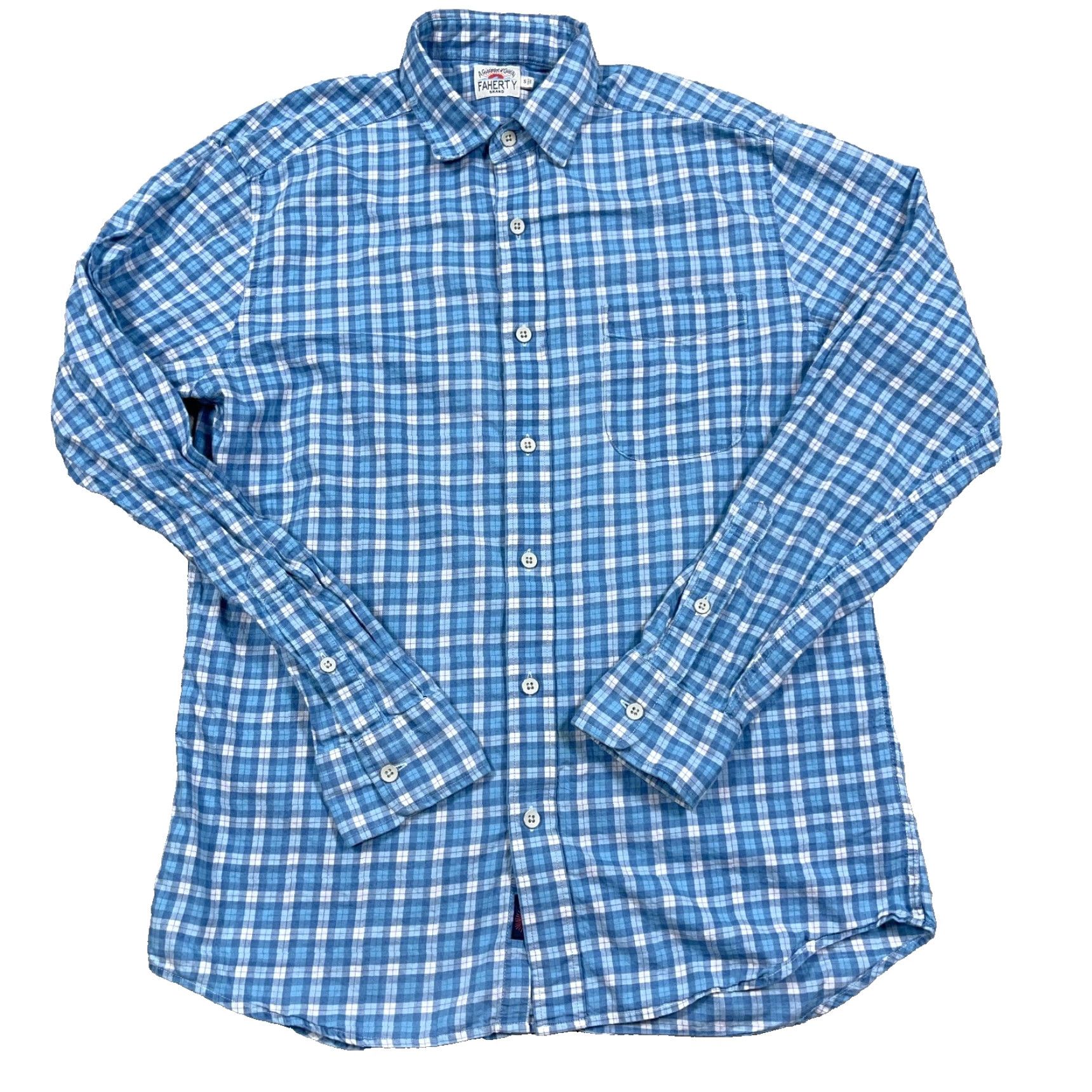 Faherty Faherty Shirt Men Small Blue Plaid Button-Up Lightweight Flannel Camp Adult Size US S / EU 44-46 / 1 - 2 Thumbnail