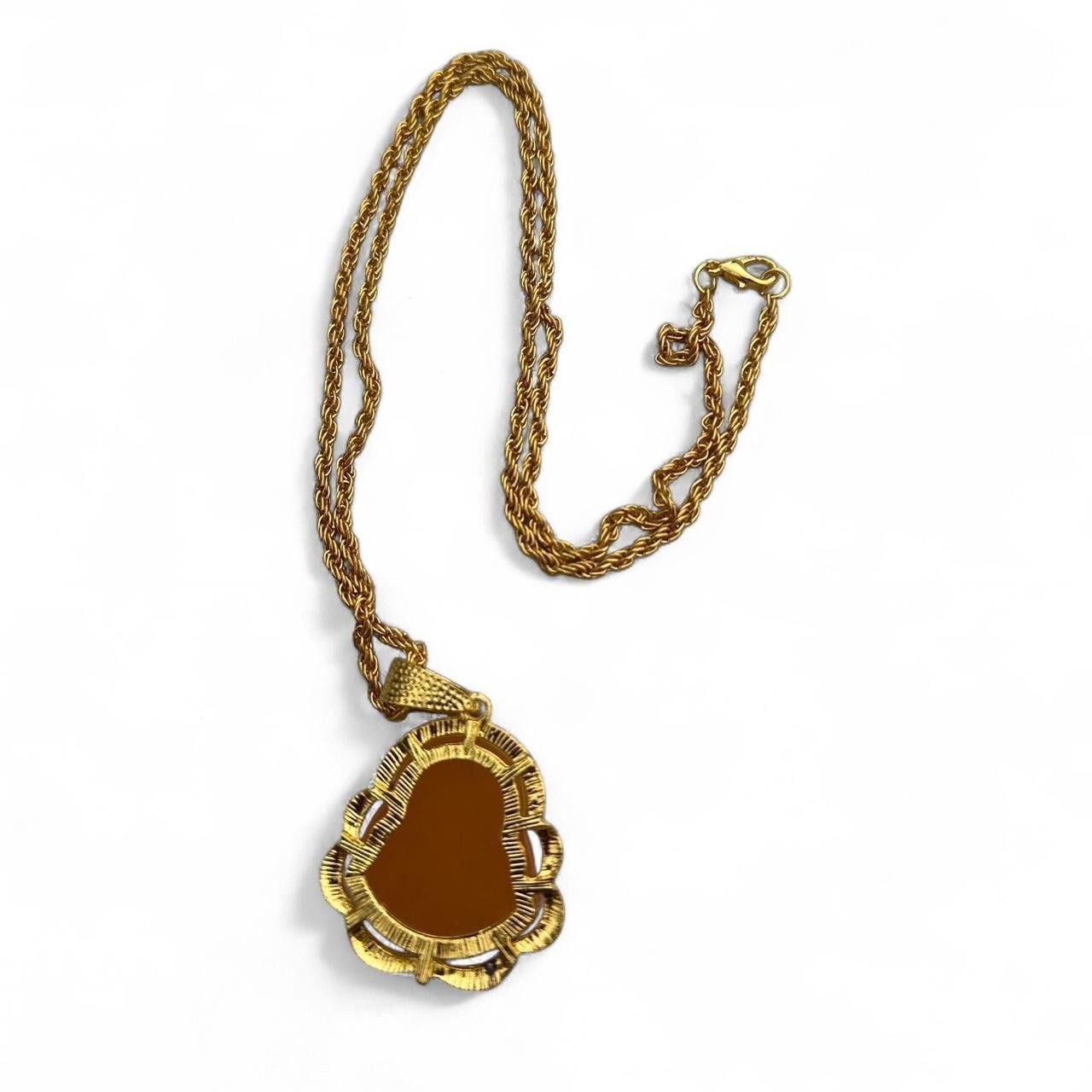 Other 14k gold tone jade Buddha pendant with rope chain Size ONE SIZE - 2 Thumbnail