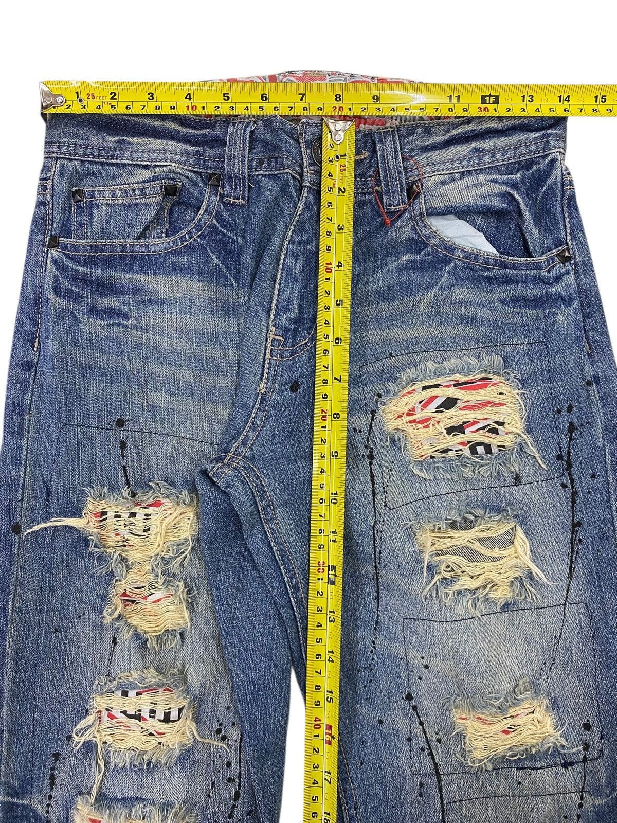 Japanese Brand Japanese Brand Distressed Splash Paint Straight Leg Jeans Size US 28 / EU 44 - 6 Thumbnail
