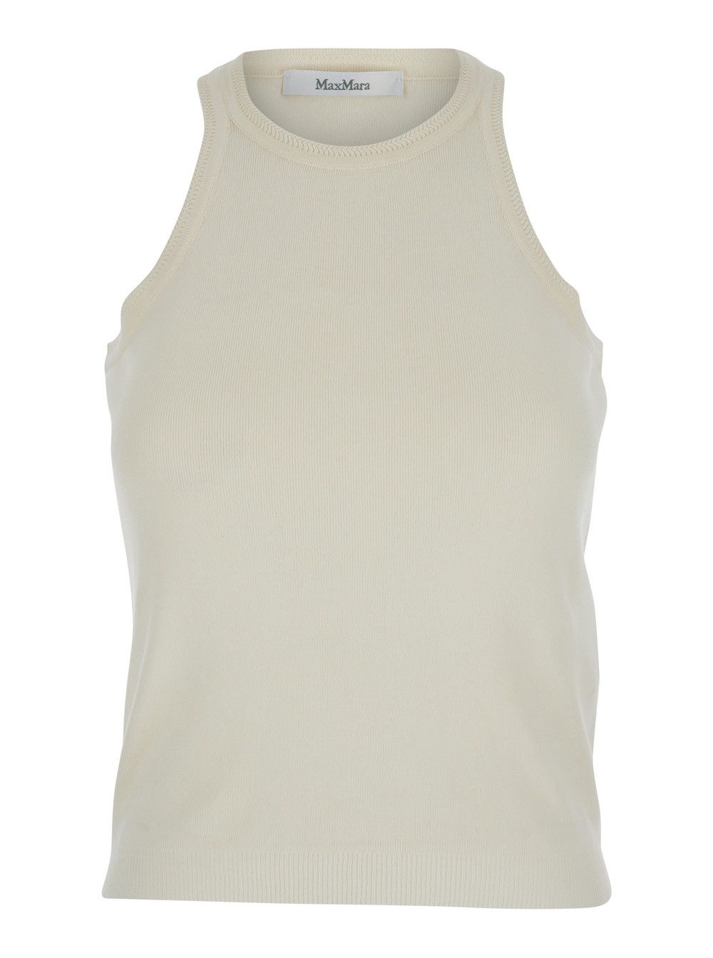 Max Mara 'Arness' White Sleeveless Top with Halterneck in Cotton Woman Size L / US 10 / IT 46 - 1 Thumbnail