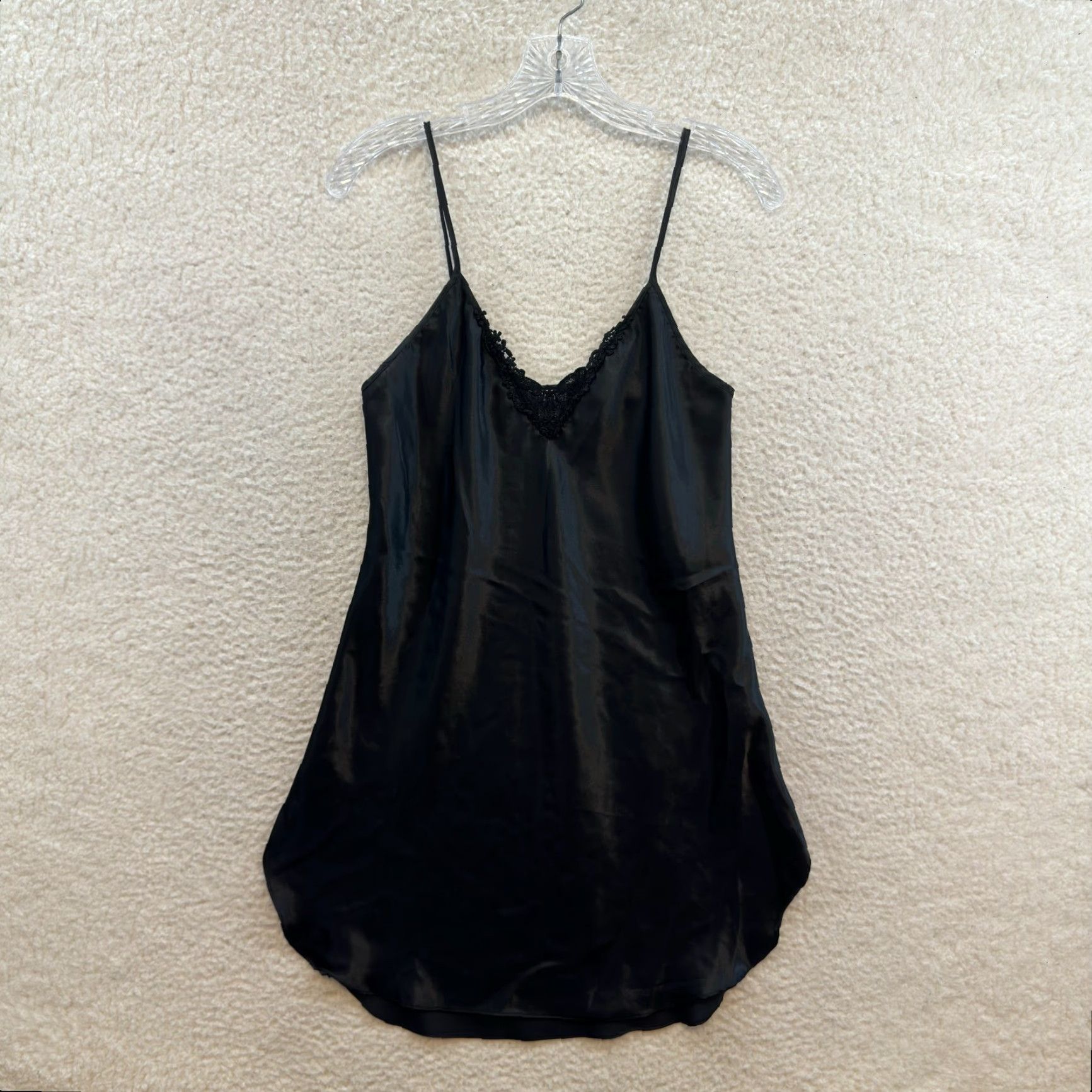 Vintage VINTAGE Secret Treasures Slip Dress M Black Satin Lace Chemise Negligee Womens M/L Satin Slip Size M / US 6-8 / IT 42-44 - 2 Thumbnail