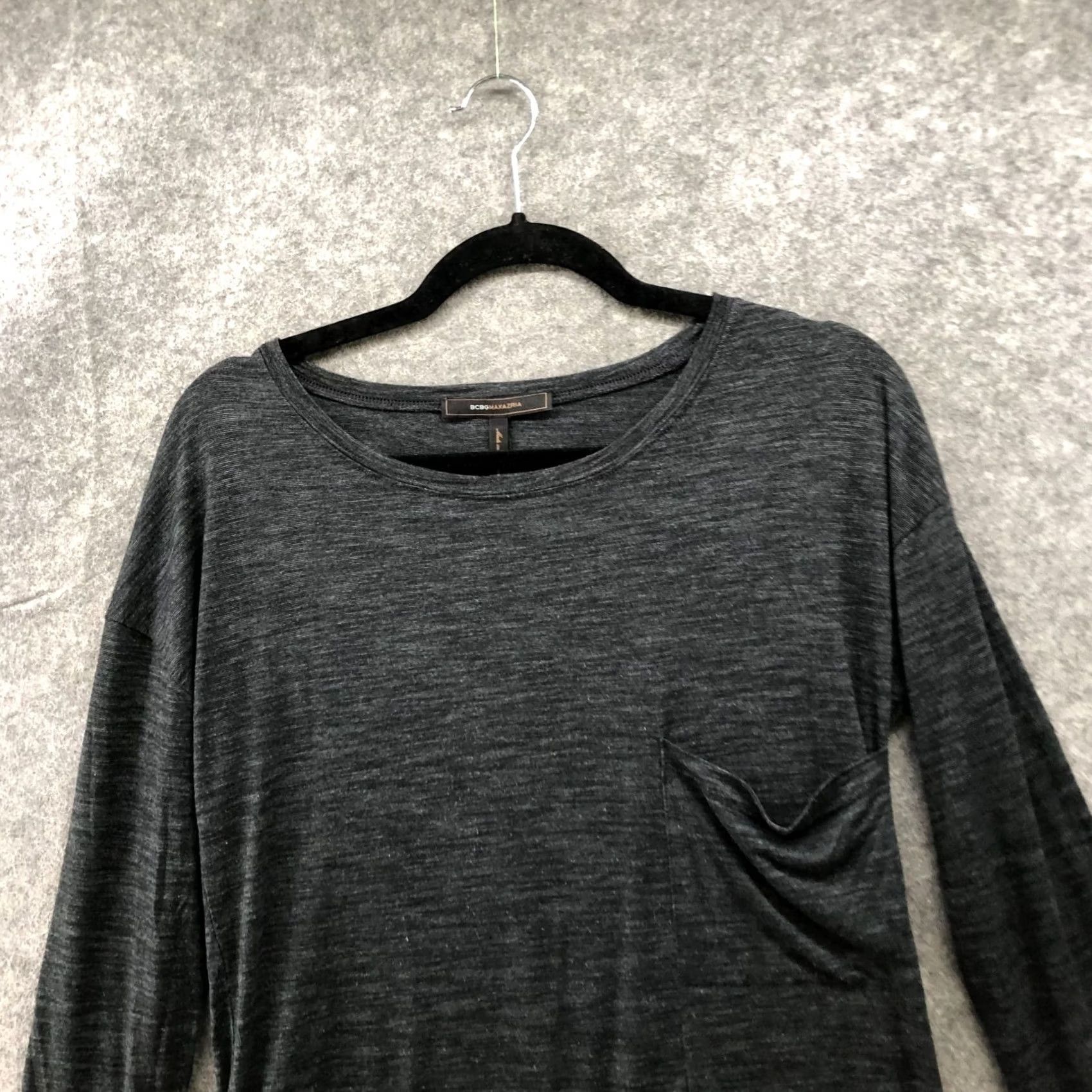 Bcbgmaxazria BCBGMaxazria Long Sleeve Tunic Shirt Women S Gray Lightweight Lyocell Pocket High Quality Tear Free Earrings This Pair Will Have Size S / US 4 / IT 40 - 3 Thumbnail