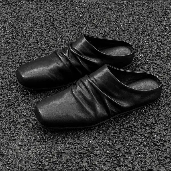Leather Ayukawa x Kaoda Stylish Black Slouch Mules Size US 8.5 / EU 41-42 - 7 Thumbnail