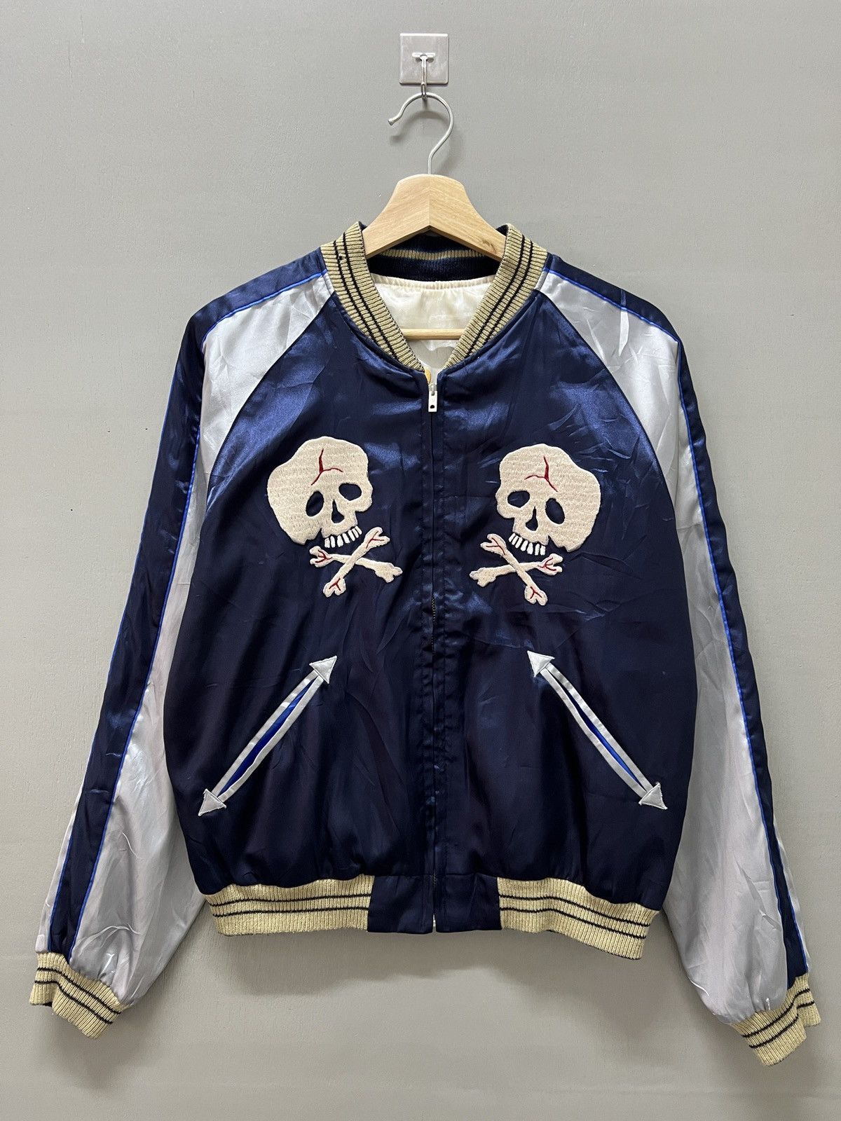 Tailor Toyo Toyo Enterprise Rain Skull Satin Reversible Sukajan Jacket Size US M / EU 48-50 / 2 - 2 Thumbnail