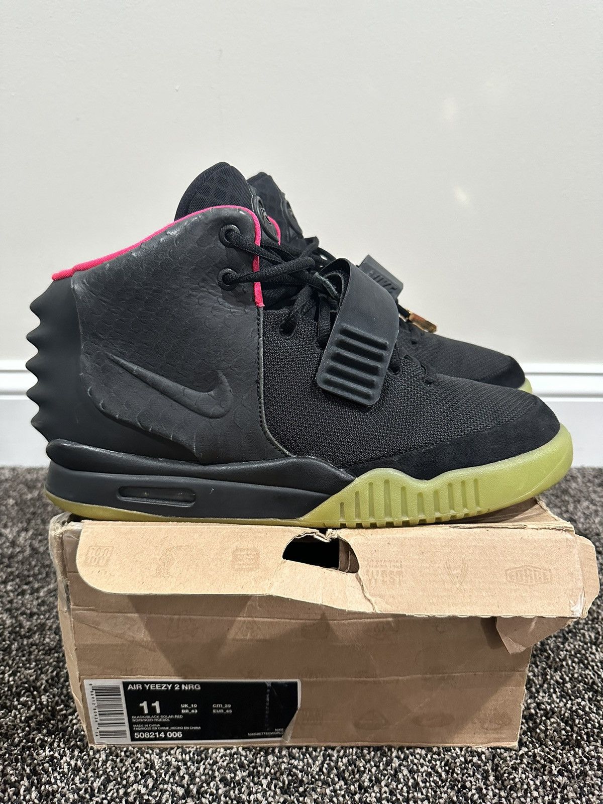 Kanye West × Nike Nike Air Yeezy 2 Kanye West Solar Red Sneakers 2012 Size US 11 / EU 44 - 2 Thumbnail