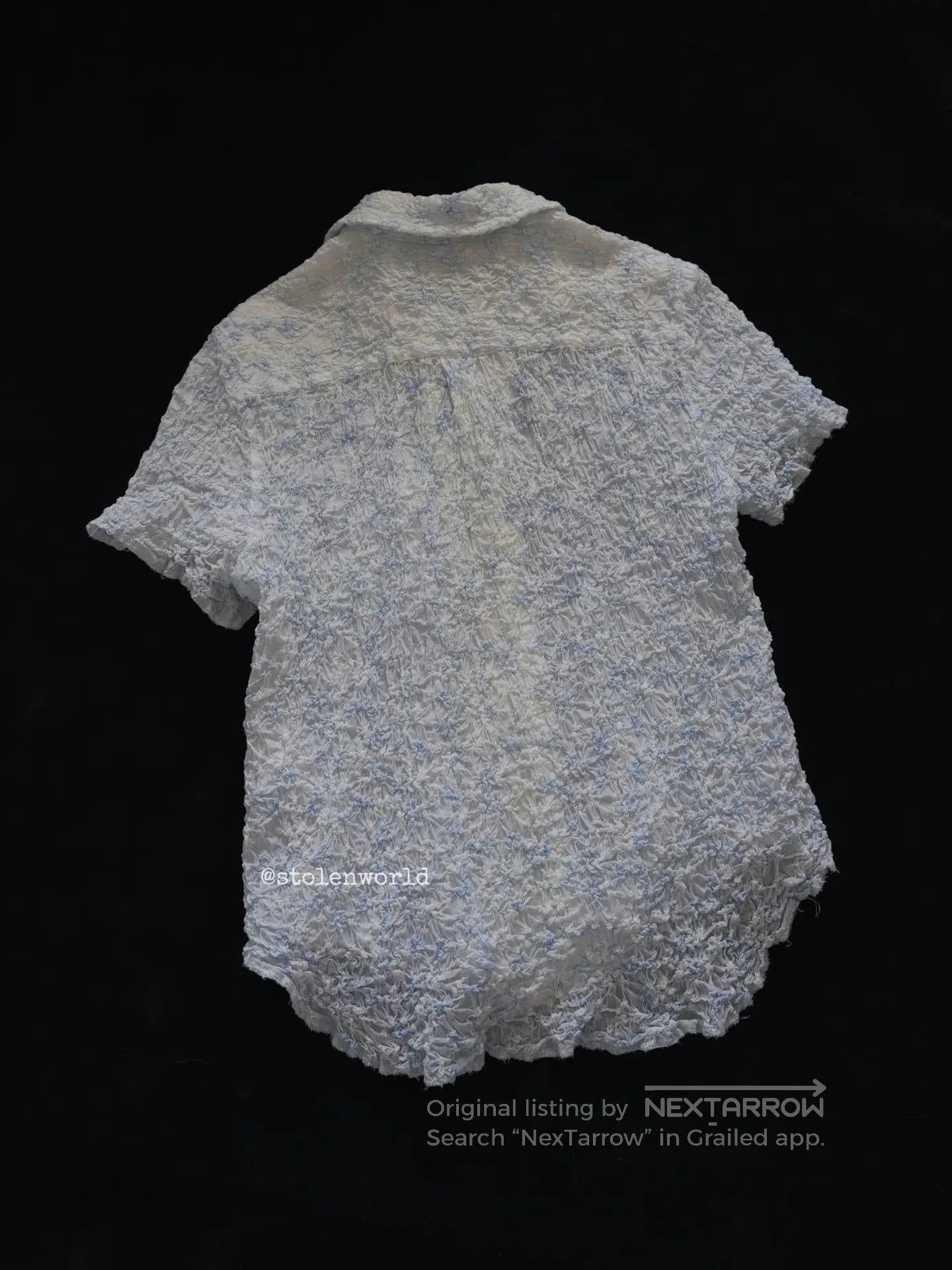 Comme des Garcons Comme des Garçons Light Blue Embroidered Pleated Shirt. Size M / US 6-8 / IT 42-44 - 4 Thumbnail