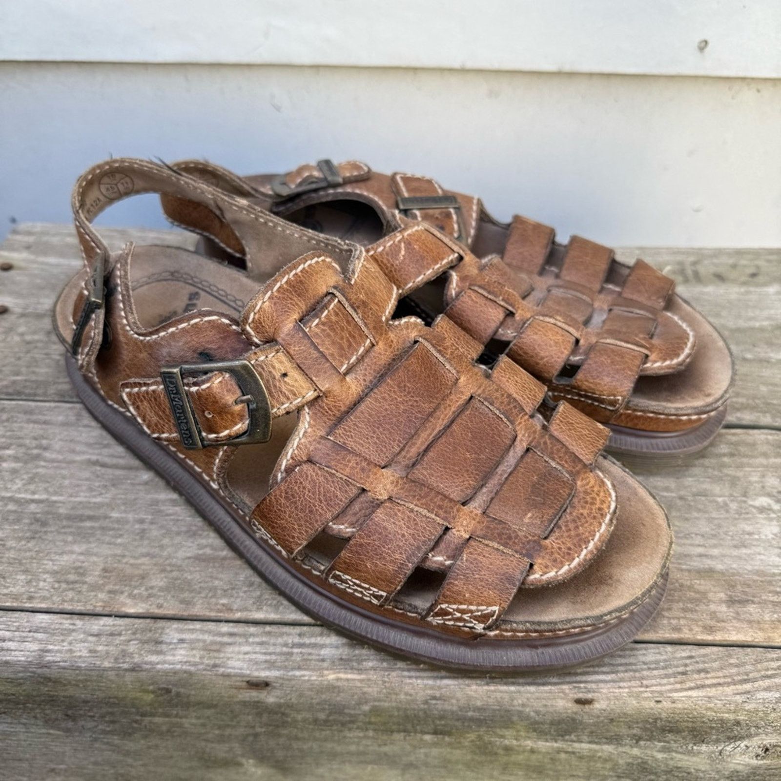 Dr. Martens Fisherman Sandals‎ Black Leather Woven Mens Size 11 Y2K 9070 Dr. Martens: Black Wrenlie Grizzly Leather Fisherman Sandals  main image 3