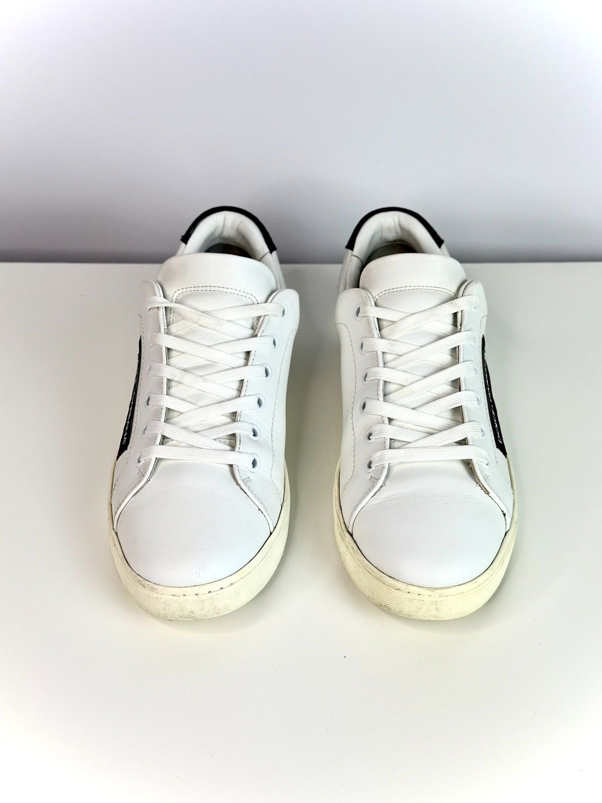 Dolce & Gabbana Dolce & Gabbana White Black Leather Lace Up Sneakers 40s Size US 9 / IT 39 - 4 Thumbnail