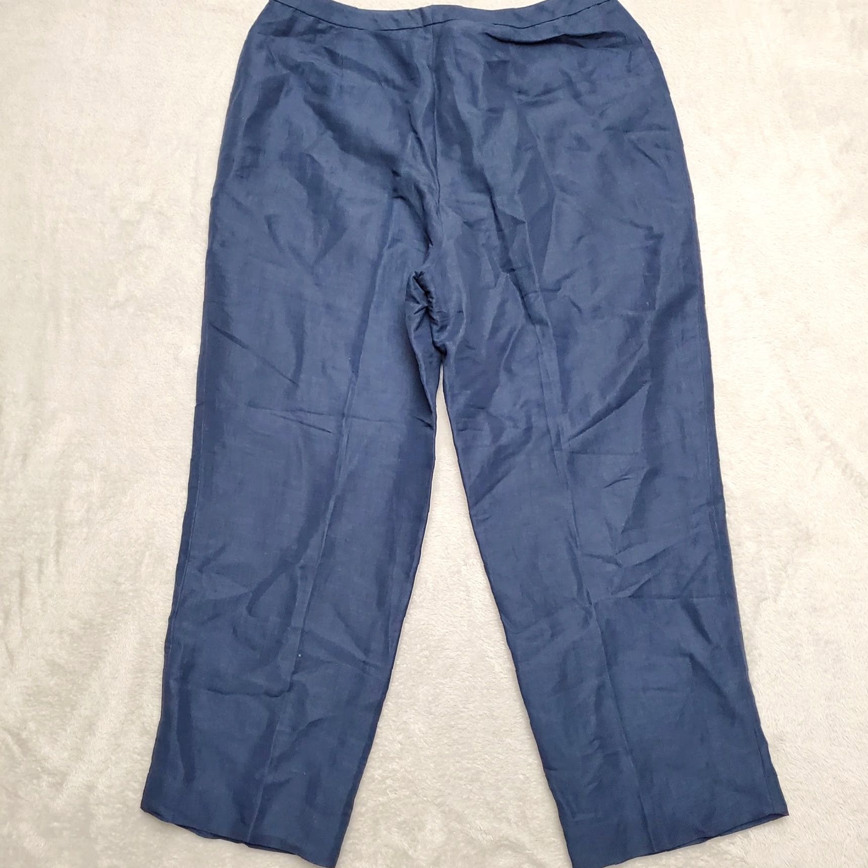 Vintage VINTAGE Jones Wear Navy Blue Linen Blend Flat Front Pants Womens 12 Casual Size 34" / US 12 / IT 48 - 5 Thumbnail