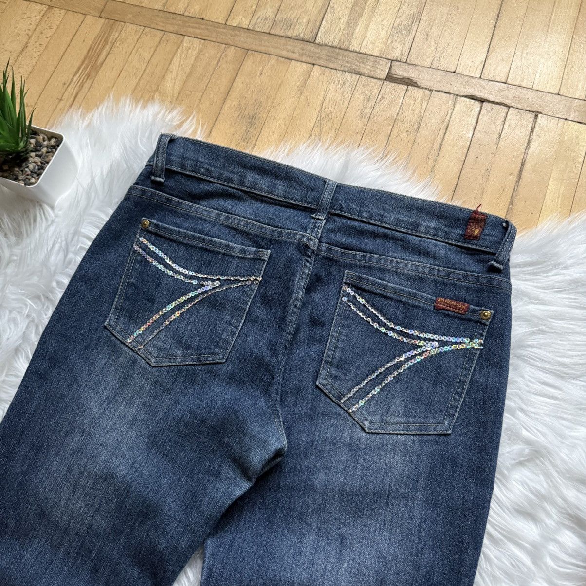 7 For All Mankind 📌 Vintage 90s 7 For All Mankind Flared Bootcut Faded Jeans Size 34" / US 12 / IT 48 - 3 Thumbnail