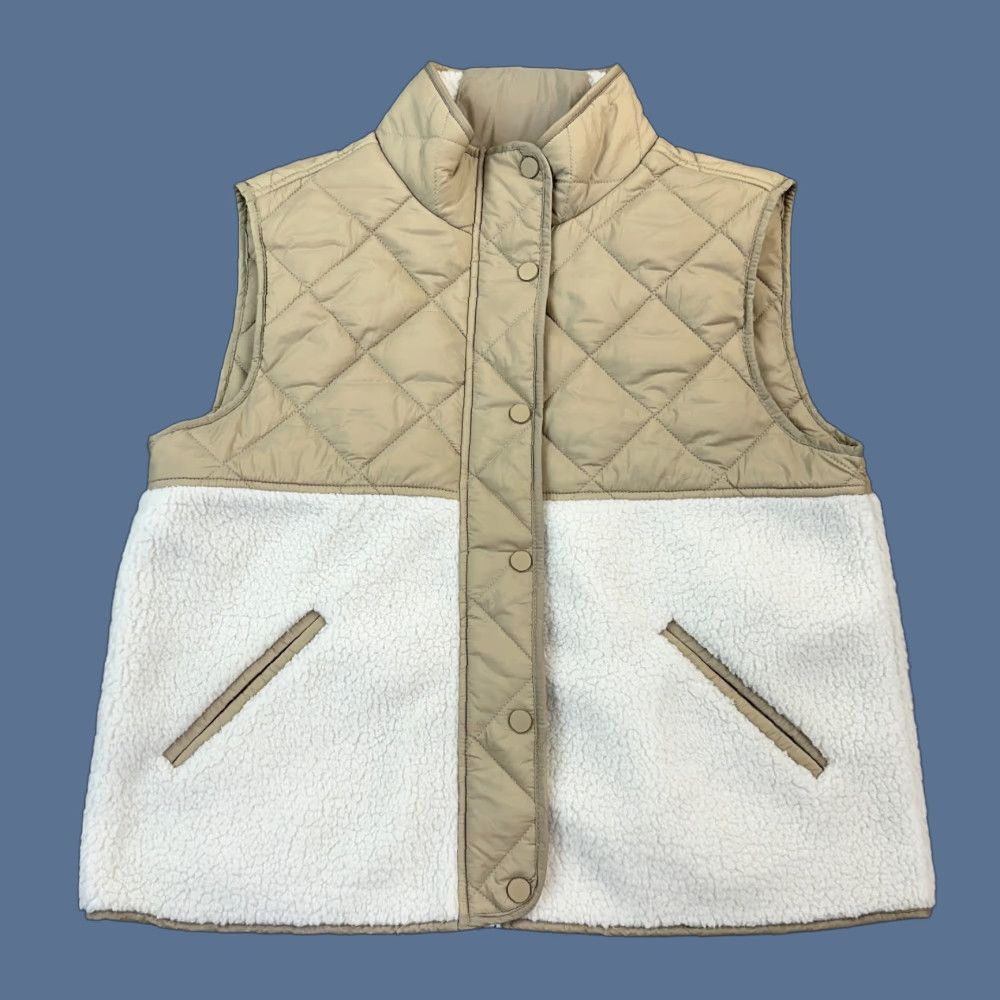 Joie Joie Vest Women’s Large Beige White Sherpa Quilted Full Zip Snap Outdoor Casual Vest Woman L Beige Quilted Zip Pockets Regular Fall Winter Spring Size L / US 10 / IT 46 - 1 Thumbnail