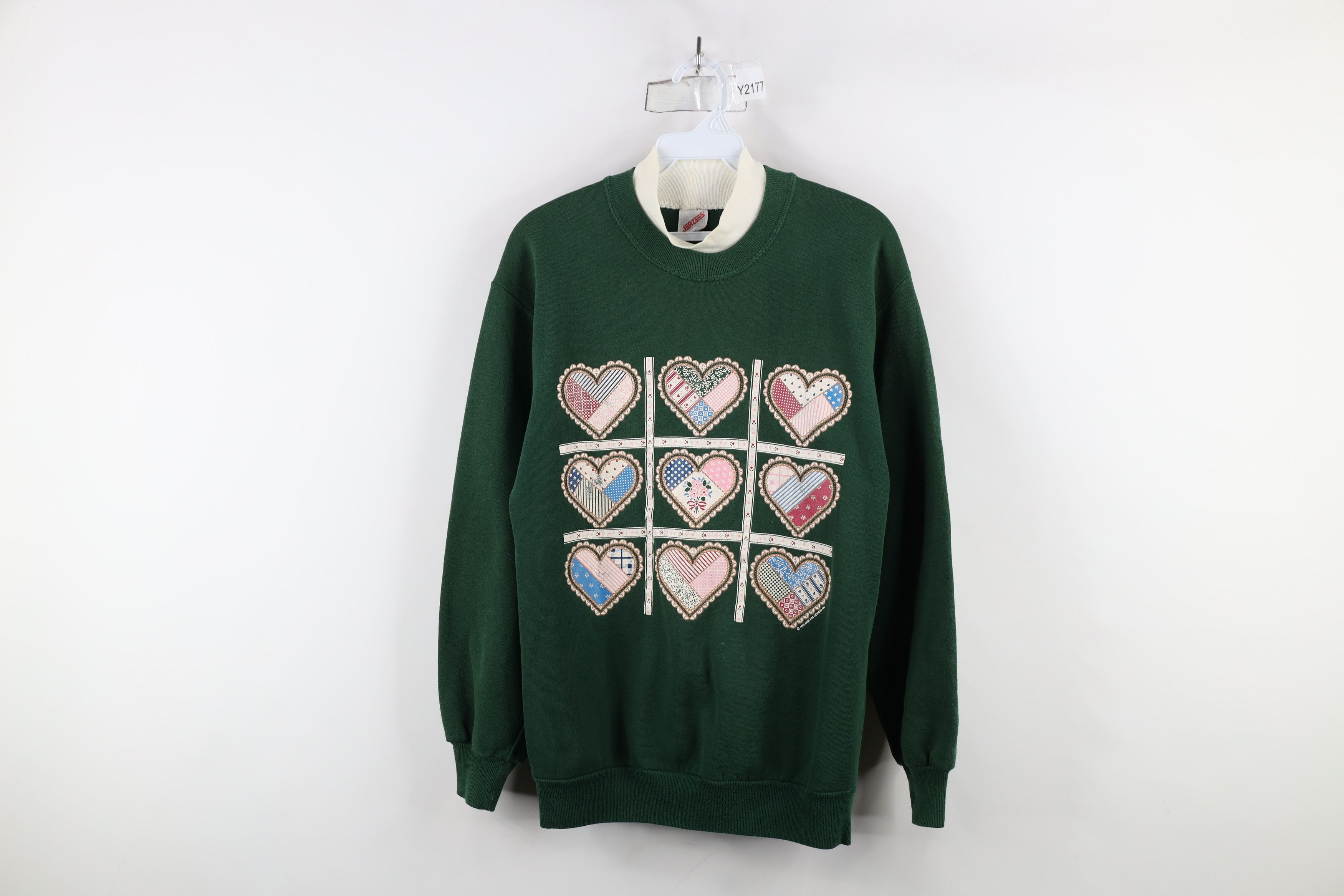 Vintage Vintage 90s Streetwear Country Quilt Heart Sweatshirt USA Size M / US 6-8 / IT 42-44 - 1 Thumbnail