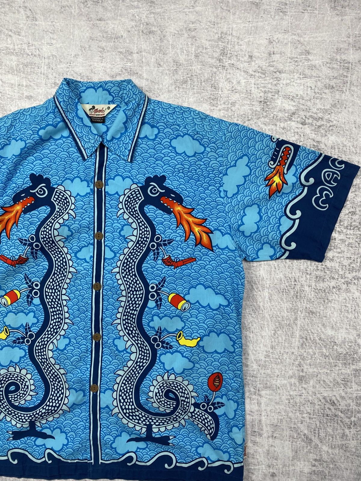 Mambo × Vintage Rare! Vintage mambo loud dragon hawaiian shirt button up 90s Size US XL / EU 56 / 4 - 3 Thumbnail