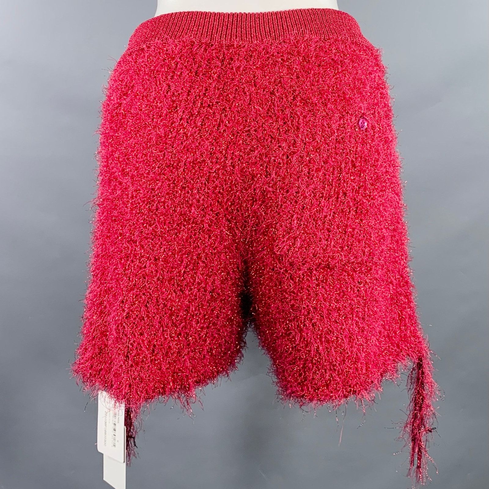 Doublet S Pink Polyester Blend Shaggy Knit Drawstring Shorts Size 27" / US 4 / IT 40 - 4 Thumbnail
