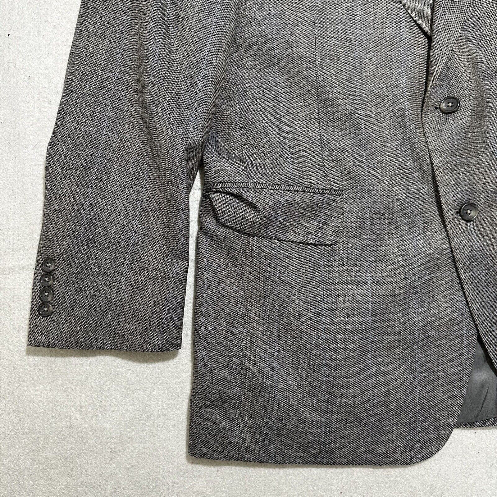 Jos. A. Bank Jos. A. Bank 43R Silk Wool Gray Plaid Striped Suit Jacket Size 42R - 5 Thumbnail