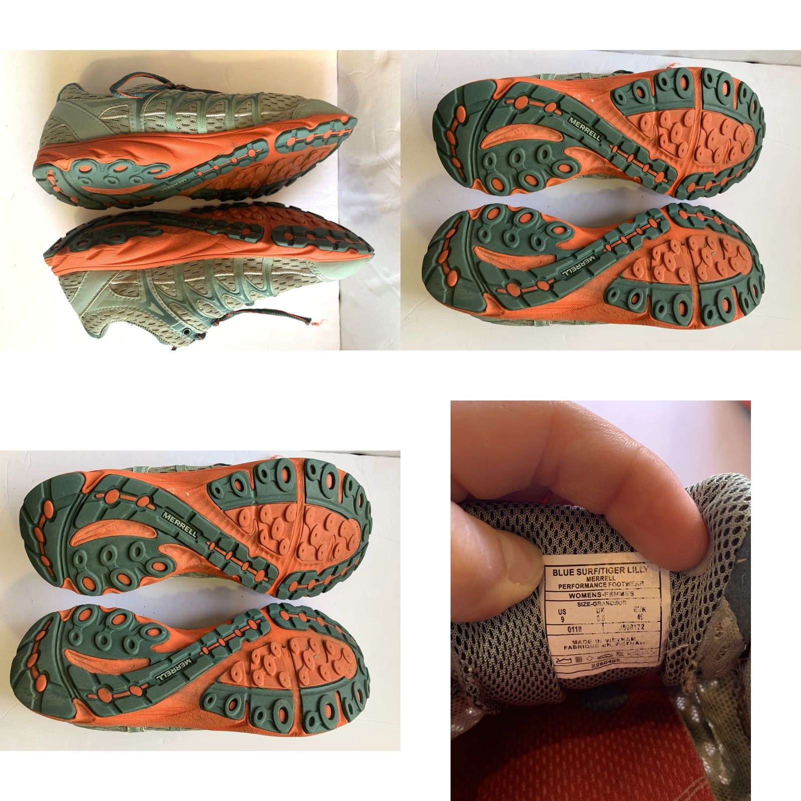 Merrell Merrell Women's Trail Running Sneakers Blue Surf/Tiger Lilly Size 9 Shoes Athletic Trail-Running Shoes Womens Tiger 9 Size US 7 / IT 37 - 8 Thumbnail