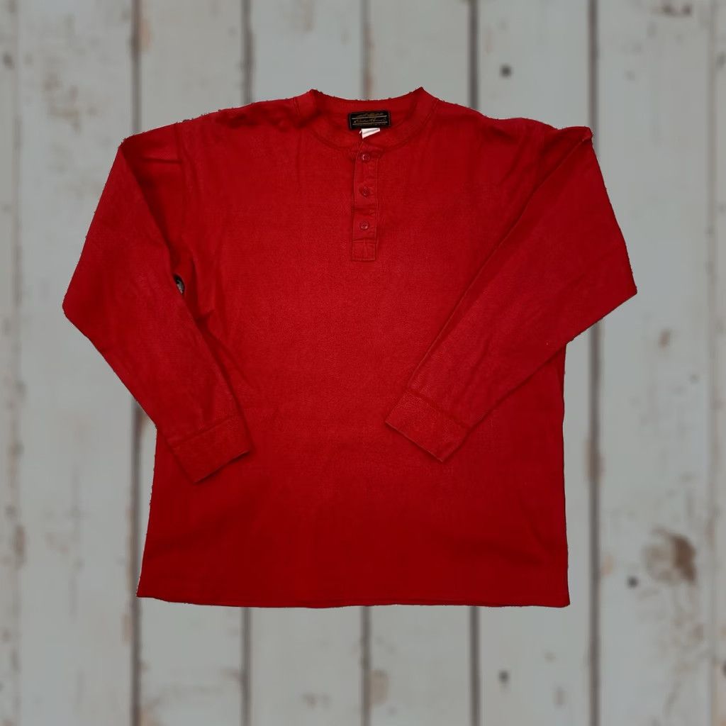 Eddie Bauer VINTAGE Eddie Bauer Thermal T Shirt Henley Cotton Ribbed XL Red Mens 1980s Grunge Workwear Size US XL / EU 56 / 4 - 1 Thumbnail