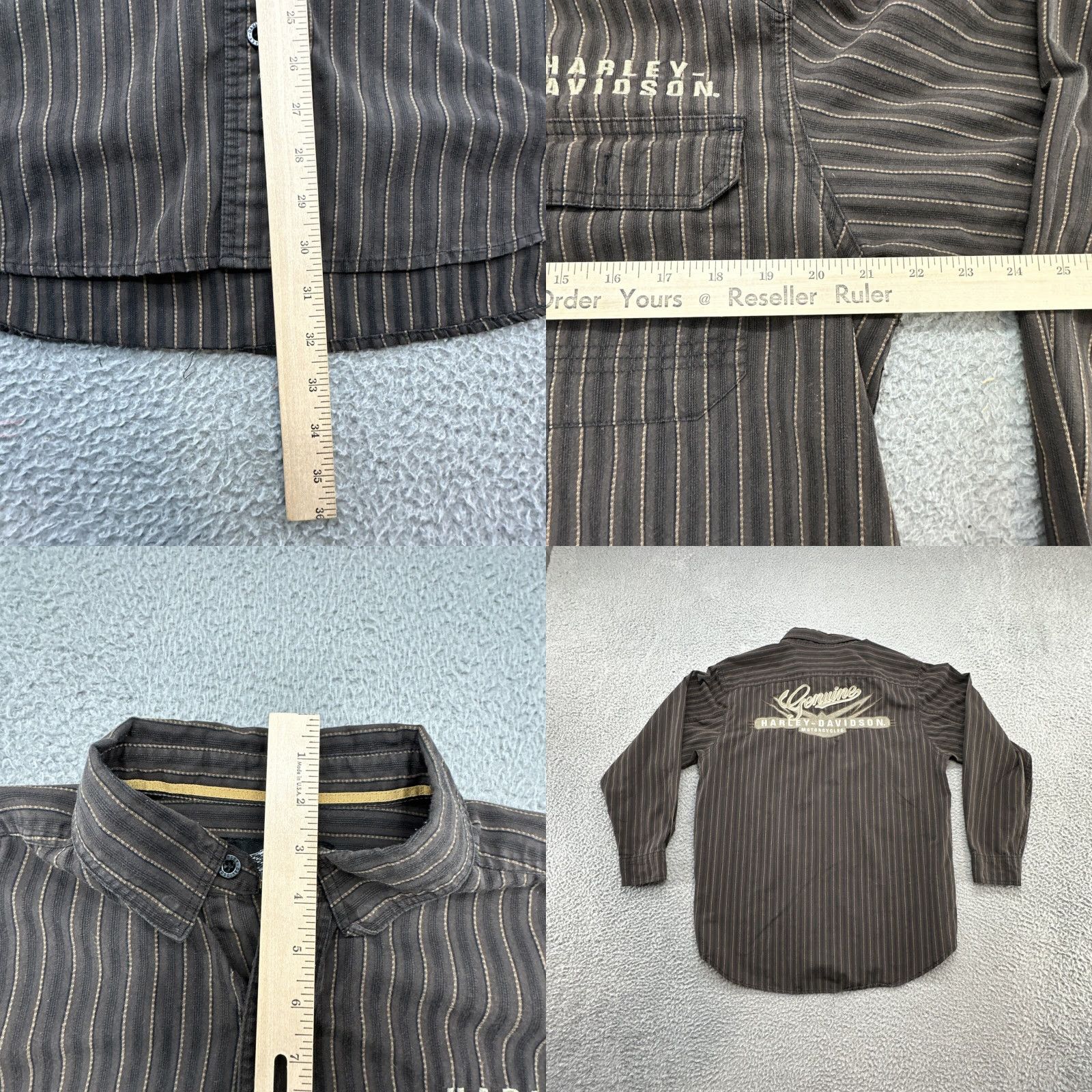 Harley Davidson Harley-Davidson Shirt Mens Large Pinstriped Cotton Long Sleeve Button Up Nice Size US L / EU 52-54 / 3 - 9 Thumbnail