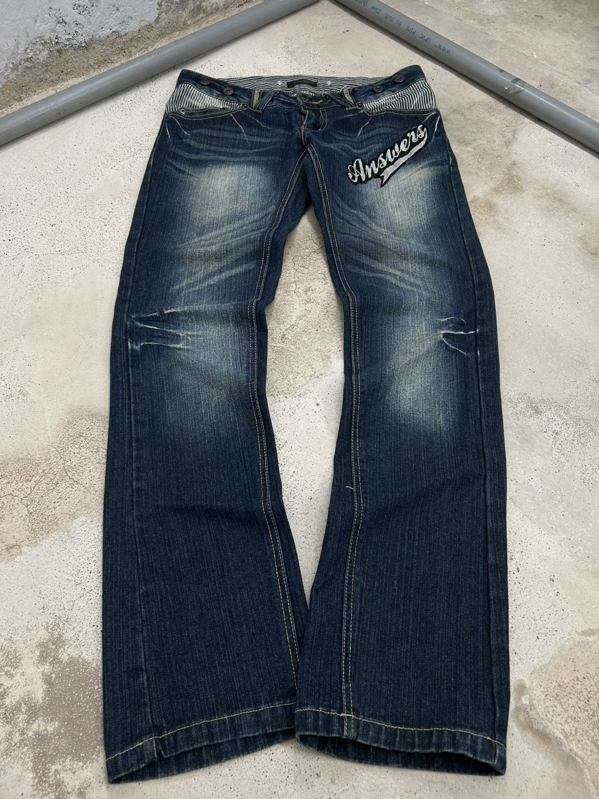 Hysteric Glamour Vintage Flared Jeans Patches Whiskering Mud Washed Size US 31 - 1 Thumbnail