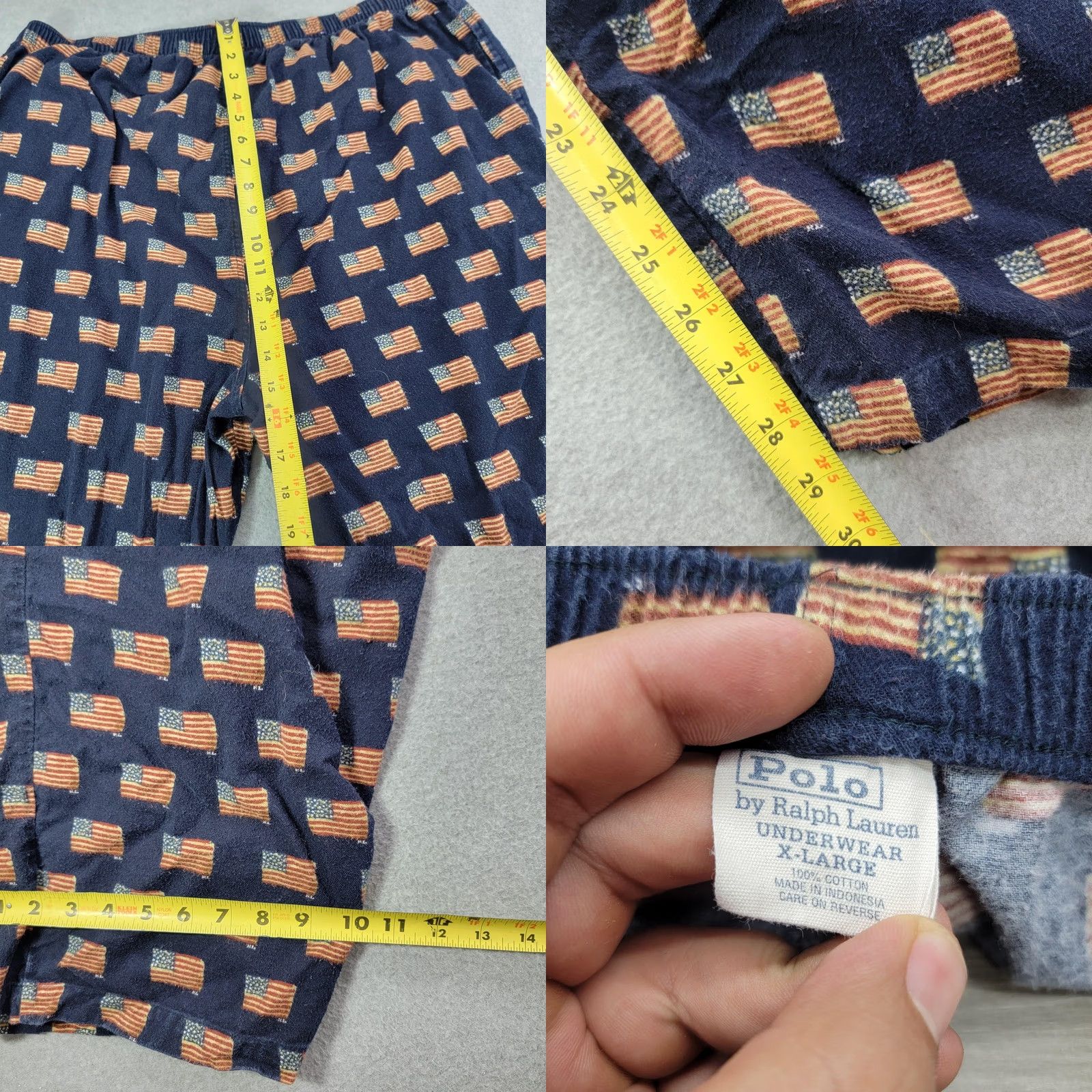Polo Ralph Lauren VINTAGE Polo Ralph Lauren Long Johns Mens XL Blue Cotton American Flag Print pajamas Size US XL / EU 56 / 4 - 8 Thumbnail