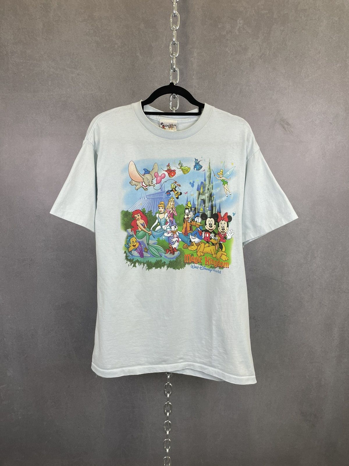 image of Vintage Magic Kingdom Walt Disney World T-Shirt 2 Side in Blue, Men's (Size Large)