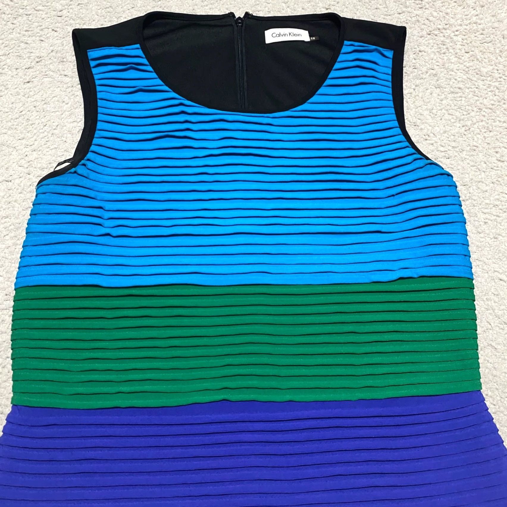 Calvin Klein Calvin Klein Dress Womens sz 10 Multicolor Color Block Sheath Tiered Sleeveless Size L / US 10 / IT 46 - 4 Thumbnail