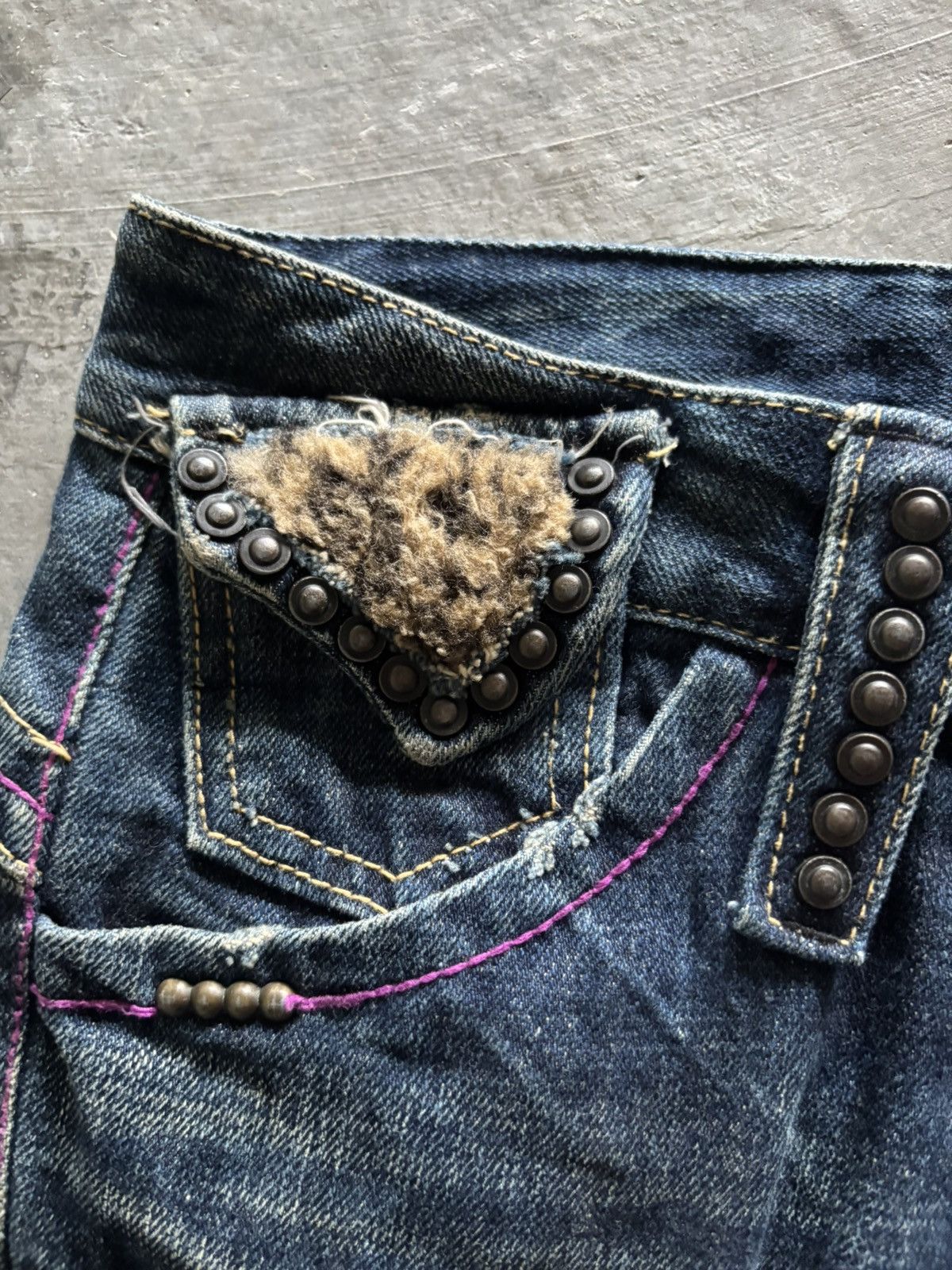 If Six Was Nine RED PEPPER JEANS leopard fur backpocket wing punk grunge Size US 32 / EU 48 - 13 Thumbnail