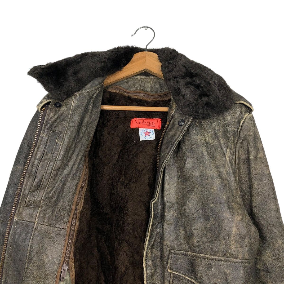 Vintage 🔥VINTAGE LEATHER JACKET BROOKS CRAFTED WITH PRIDE USA Size US M / EU 48-50 / 2 - 14 Thumbnail