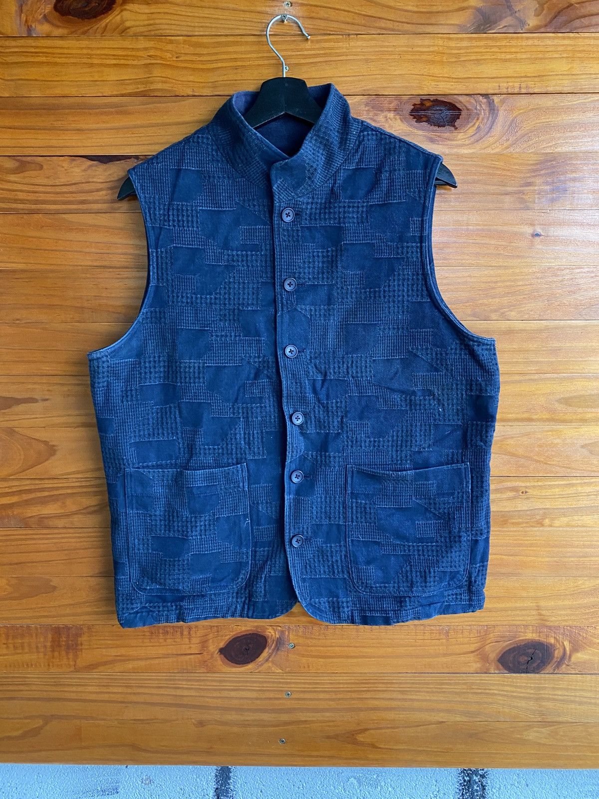 Japanese Brand Vintage Eddy Indigo Patchwork Vest – Japanese Made Size US M / EU 48-50 / 2 - 3 Thumbnail