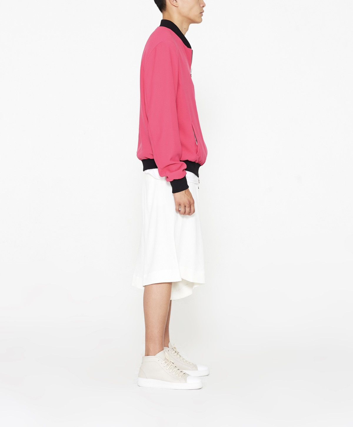 The Limited Edition Silk& Crepe Bomber in Fushia Pink