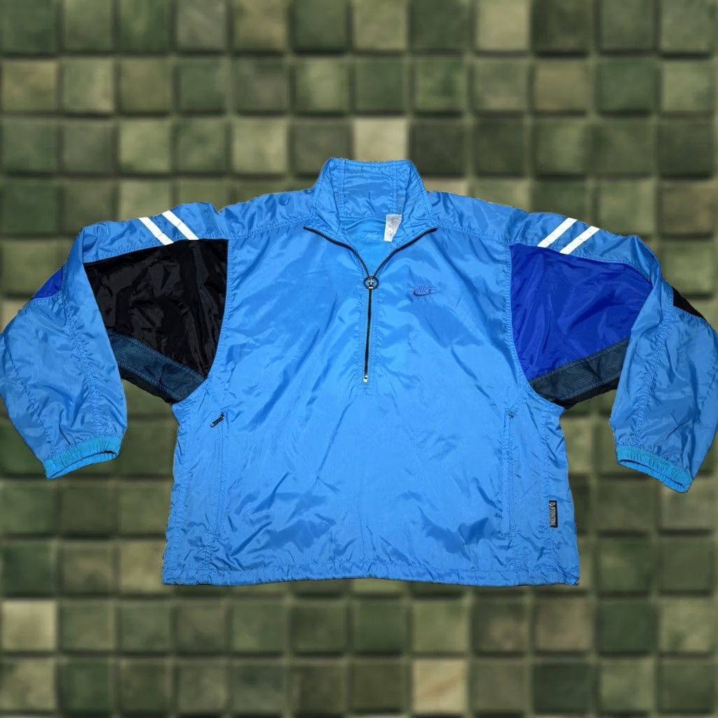 Nike VINTAGE Nike Windbreaker Jacket Pullover Track 80s 90s Blue L Size US S / EU 44-46 / 1 - 1 Thumbnail
